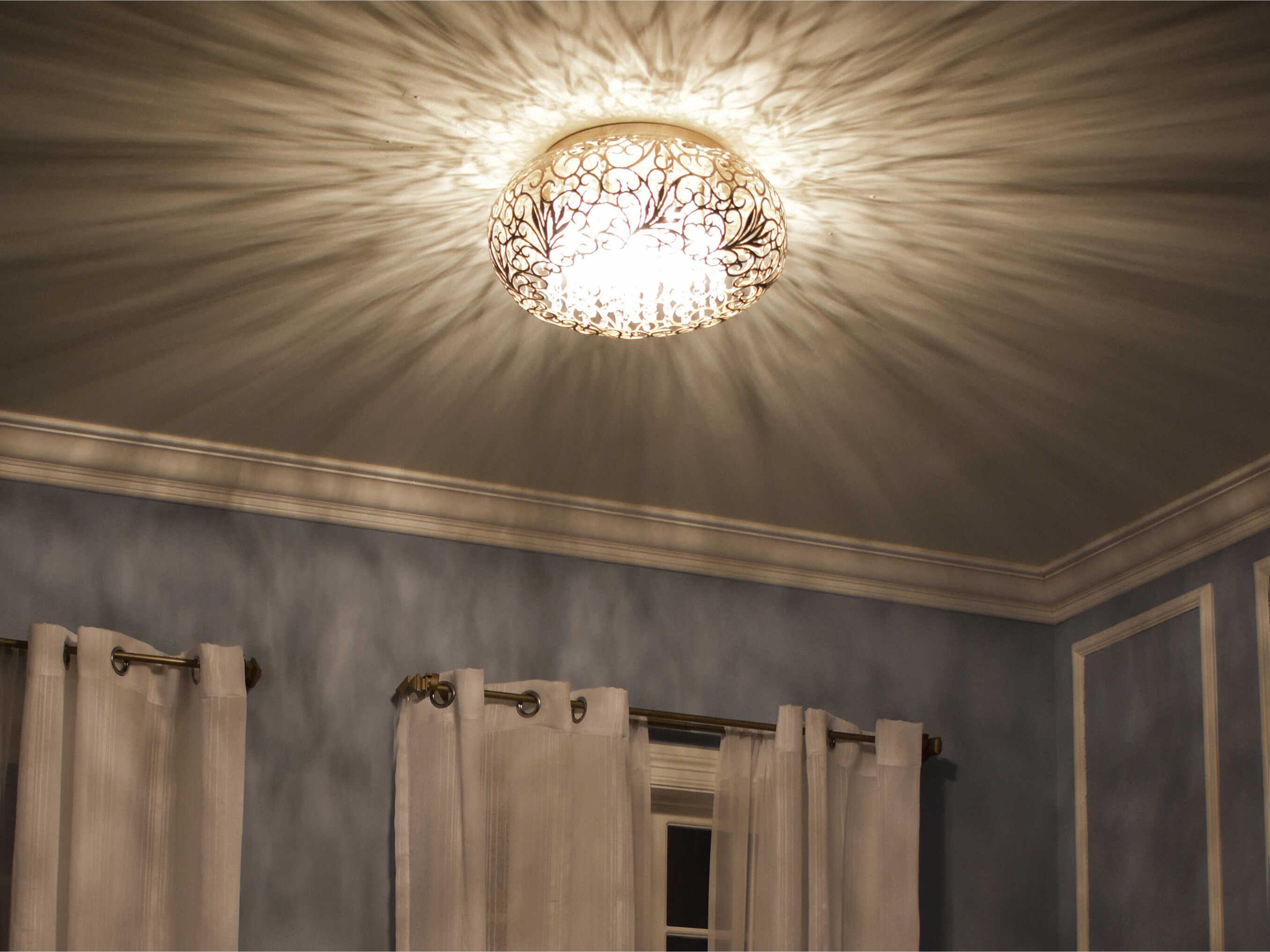 Maxim Lighting Arabesque 7-Light Golden Silver Crystal Glass Round Flush Mount