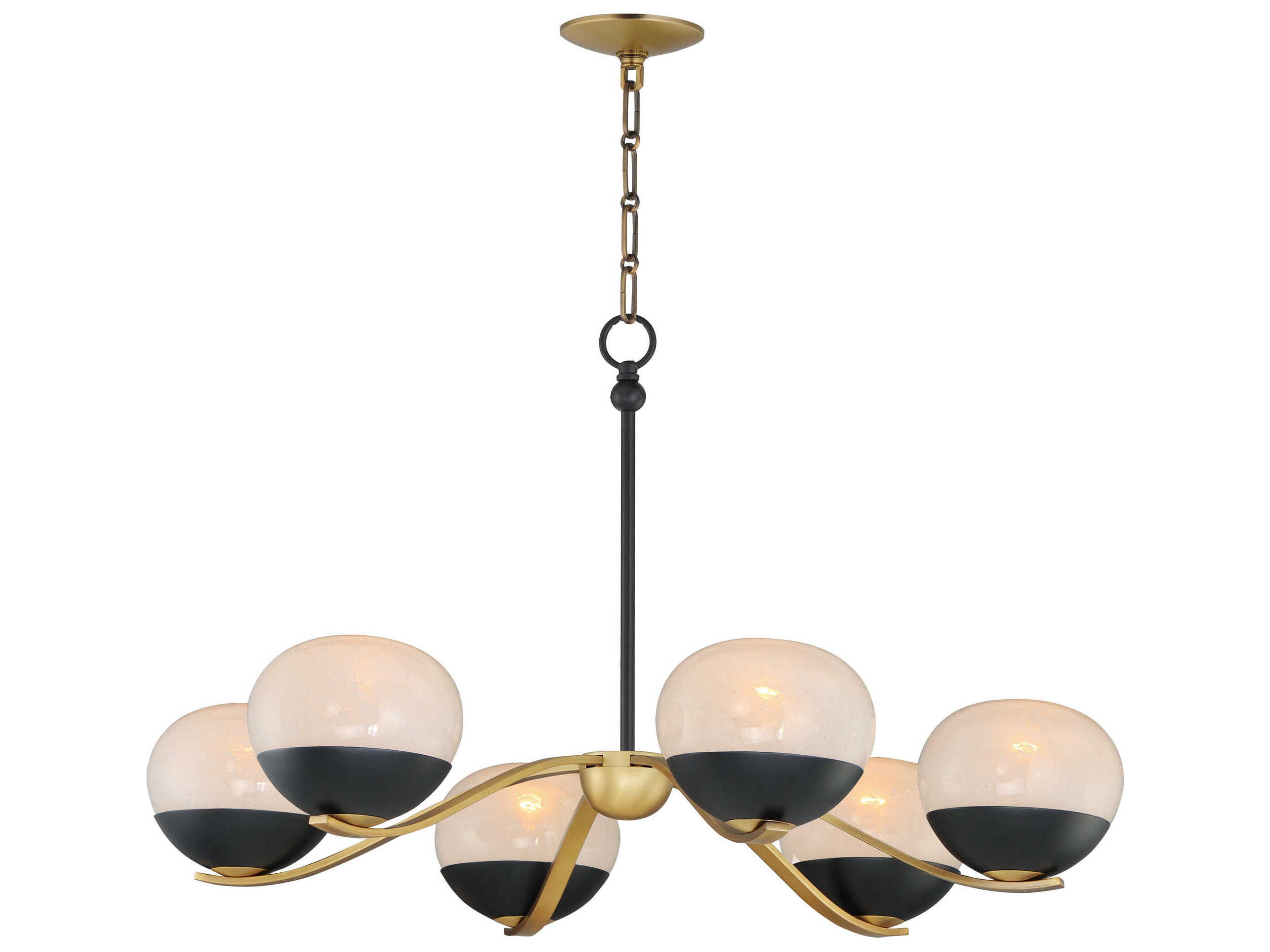 Lucerne 6-Light Black Natural Aged Brass Gold Globe Chandelier
