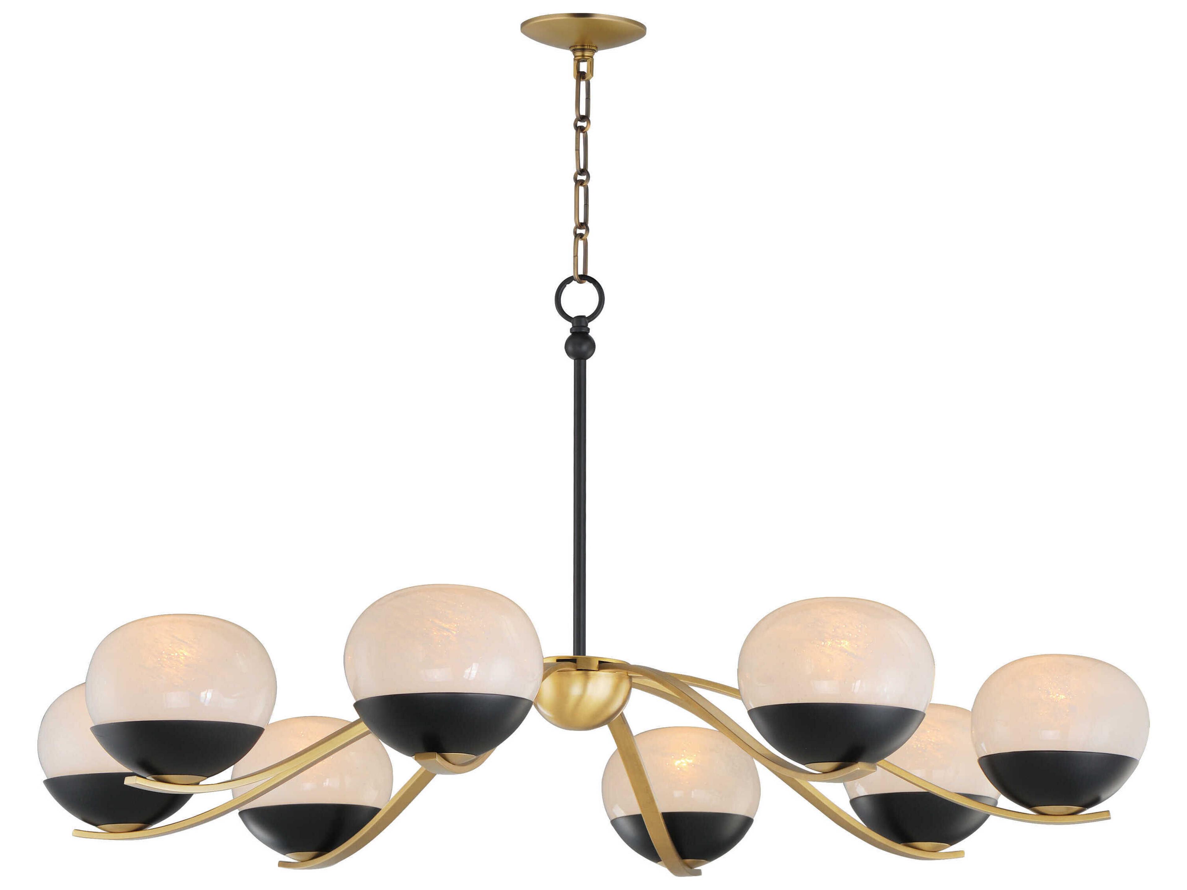 Lucerne 8-Light Black Natural Aged Brass Gold Globe Chandelier