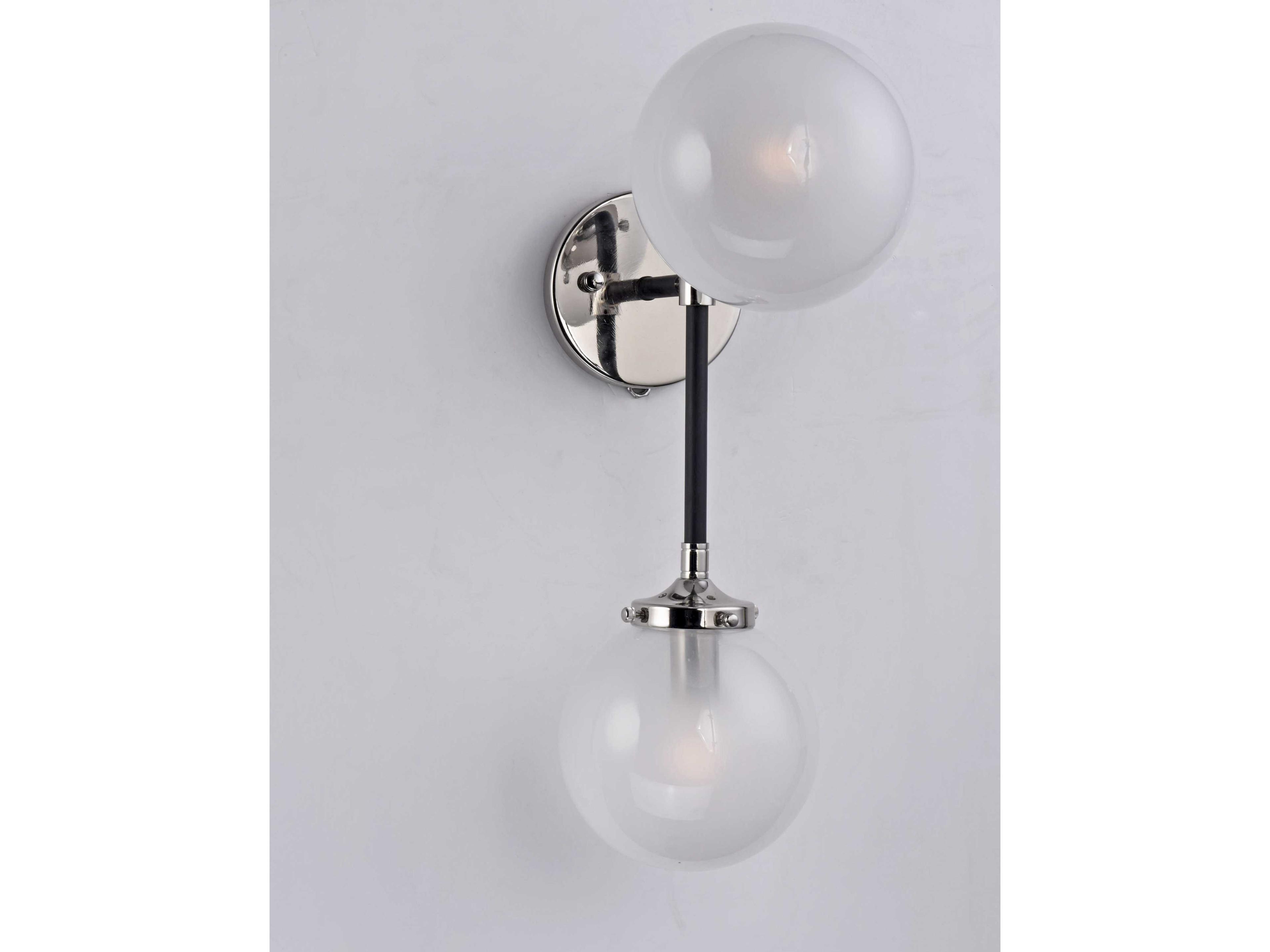 Maxim Lighting Atom Black And Polished Nickel Glass Wall Sconce