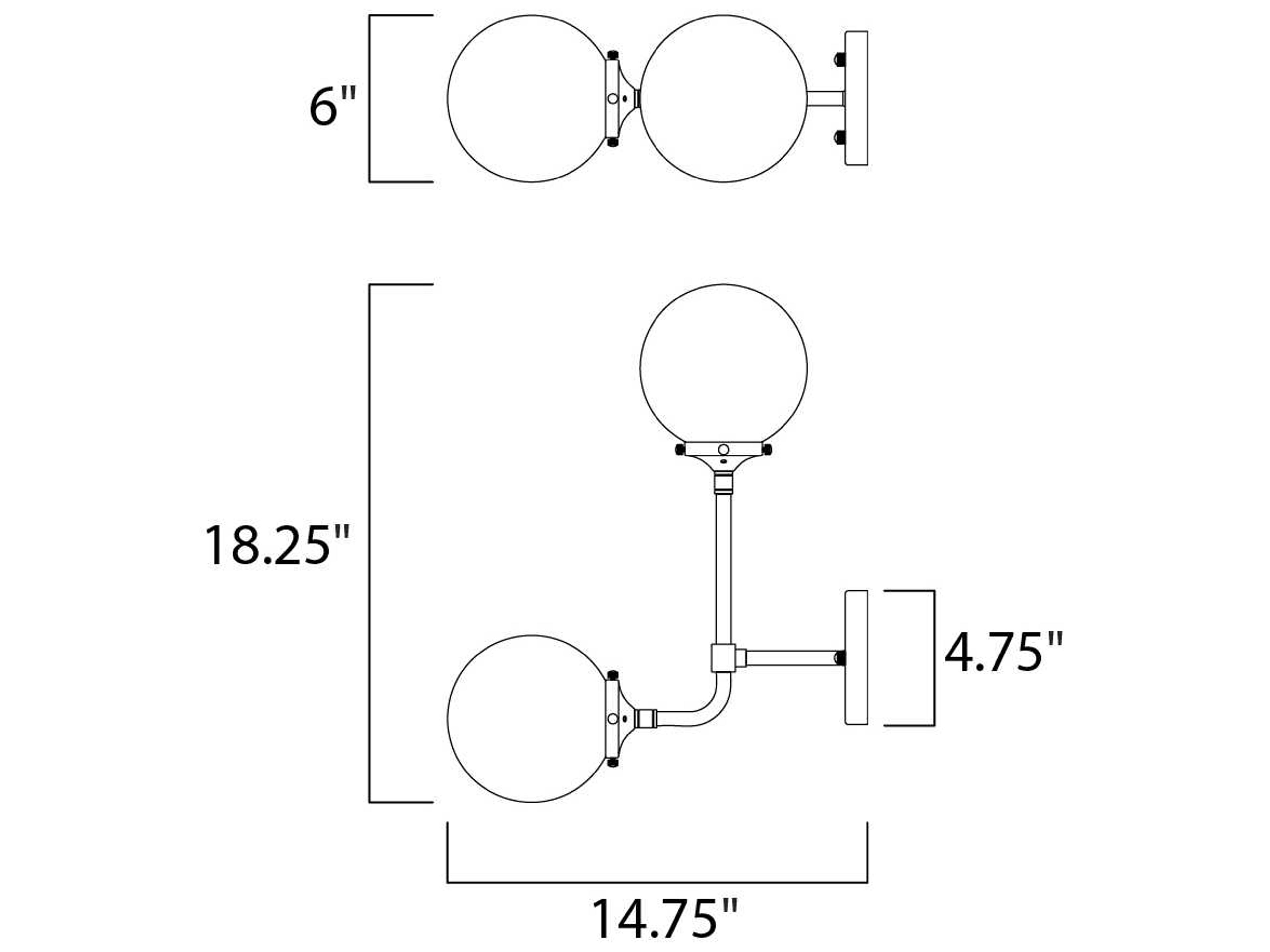 Maxim Lighting Atom Black And Polished Nickel Glass Wall Sconce