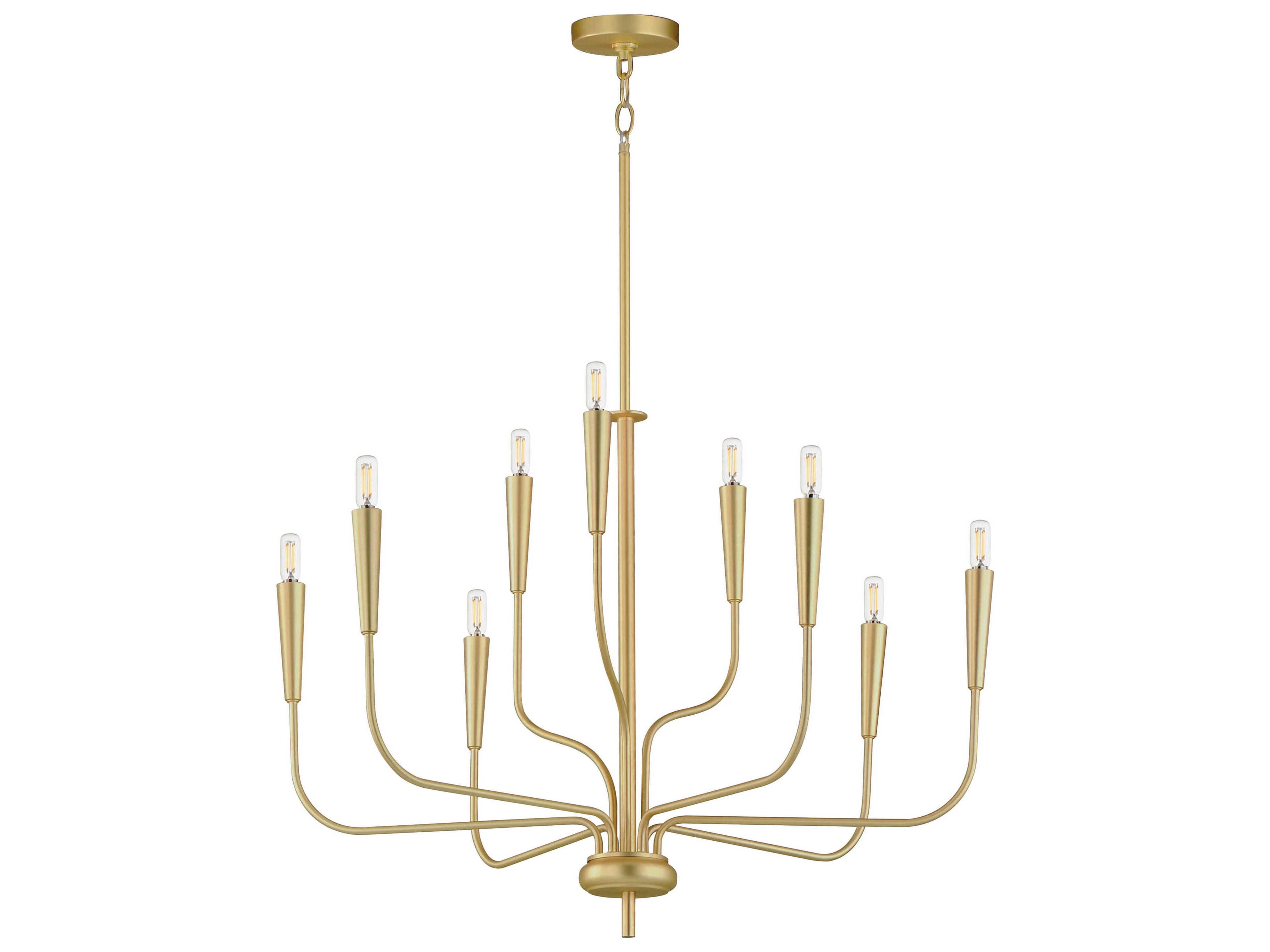 Vela 9-Light Satin Brass Candelabra Chandelier