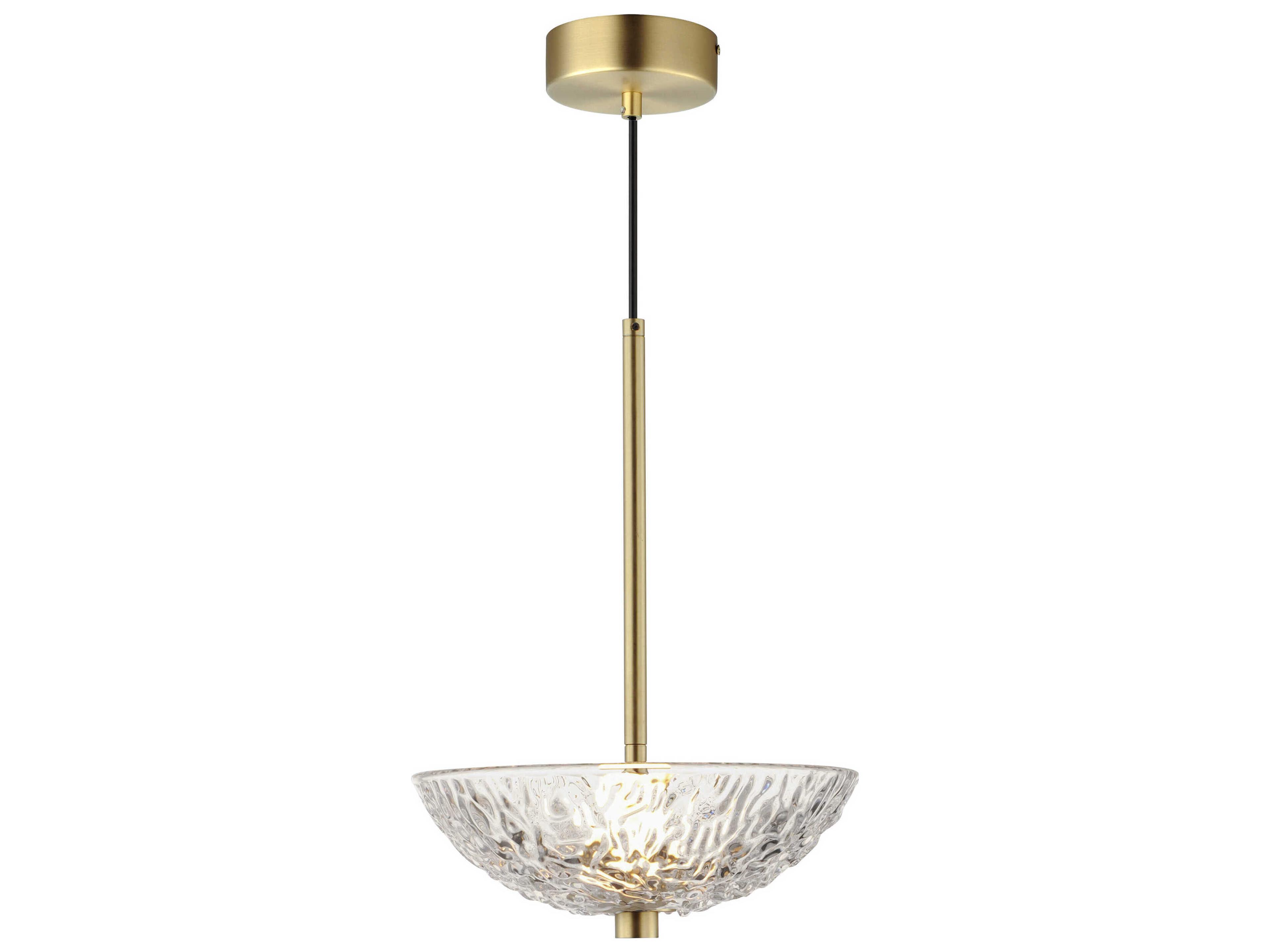 Metropolis 1-Light Satin Brass Glass LED Bowl Mini Pendant