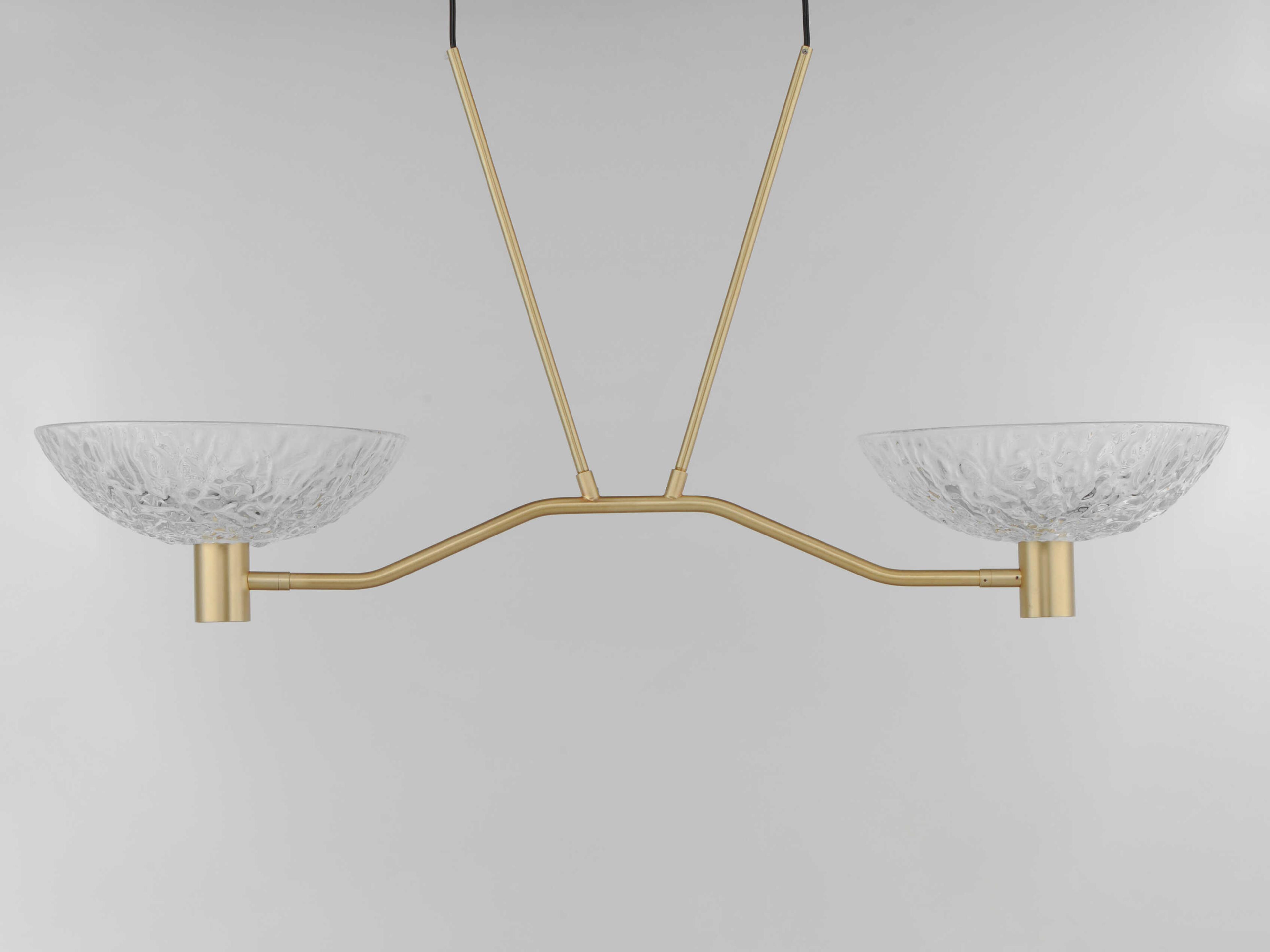 Maxim Lighting Metropolis 2-Light Satin Brass Glass LED Bowl Linear Island Pendant