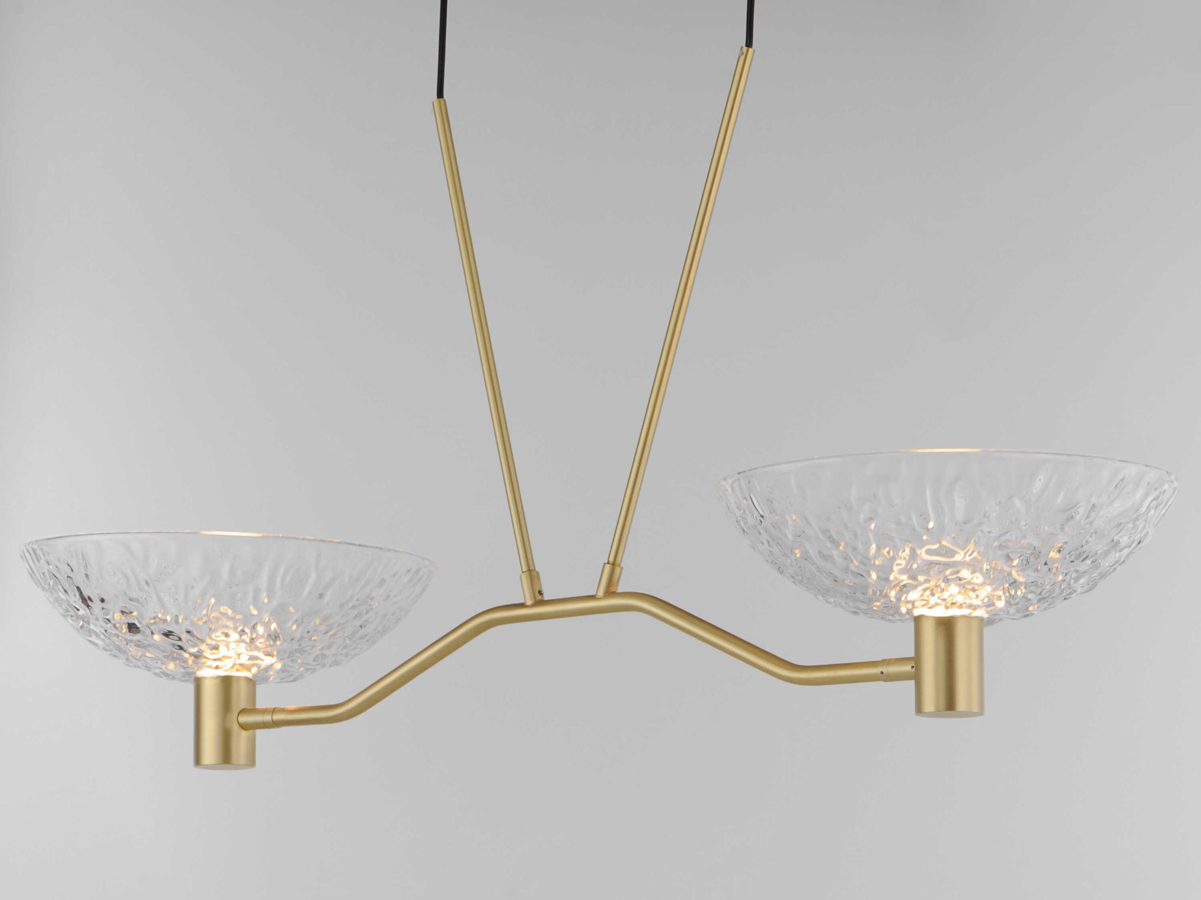 Maxim Lighting Metropolis 2-Light Satin Brass Glass LED Bowl Linear Island Pendant