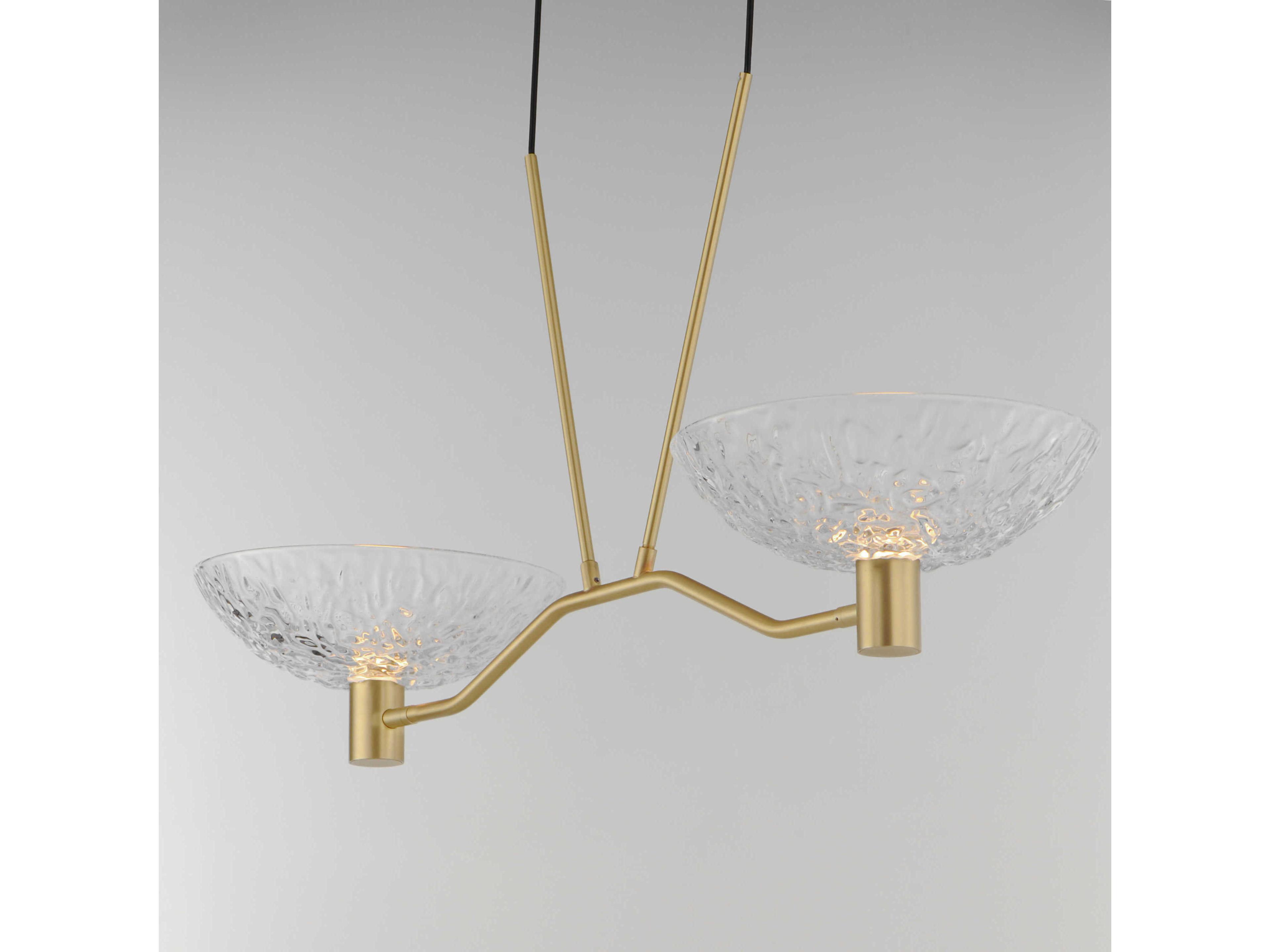 Maxim Lighting Metropolis 2-Light Satin Brass Glass LED Bowl Linear Island Pendant