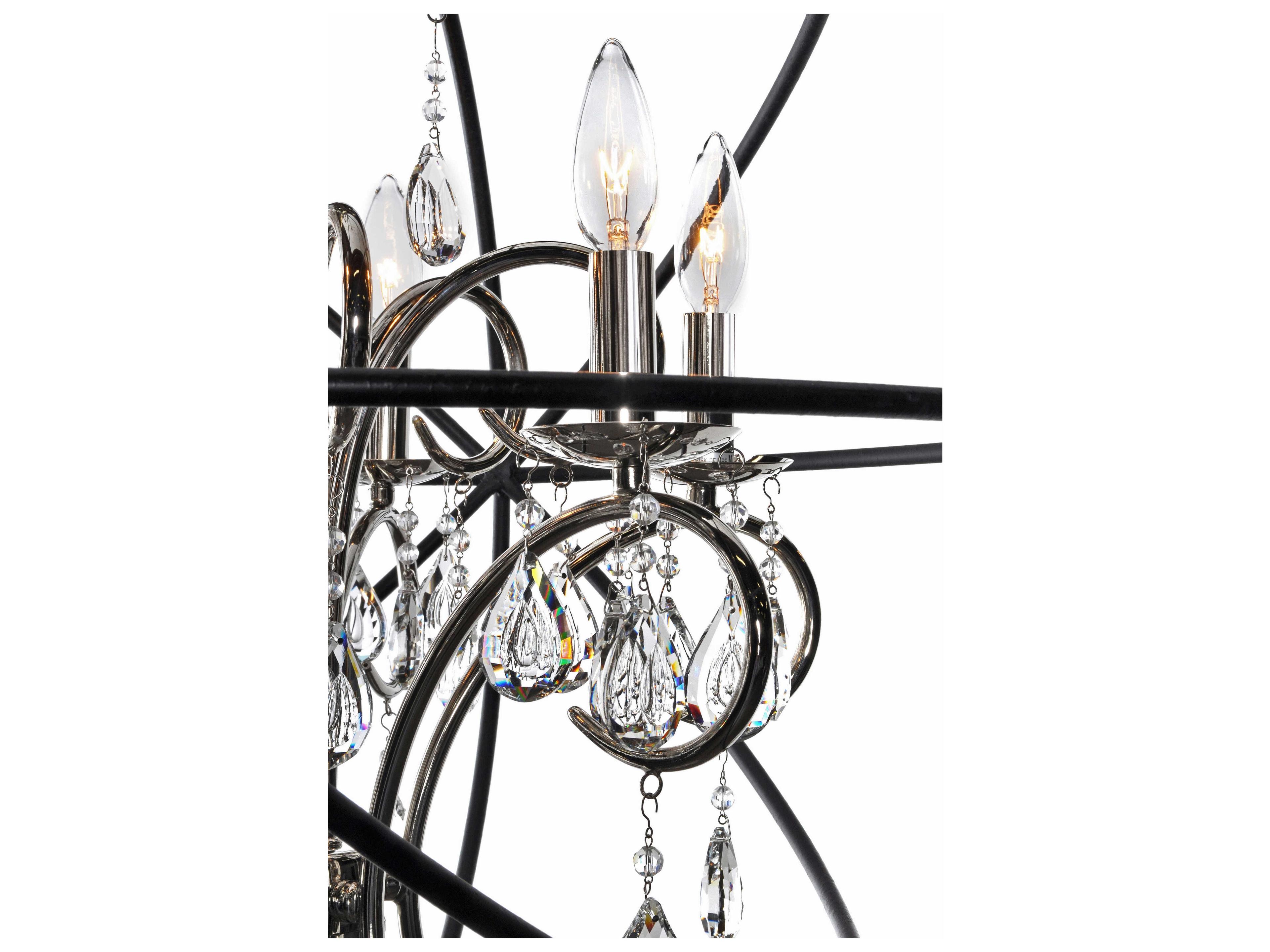 Maxim Lighting Orbit 3-Light Anthracite And Polished Nickel Crystal Glass Candelabra Globe Chandelier