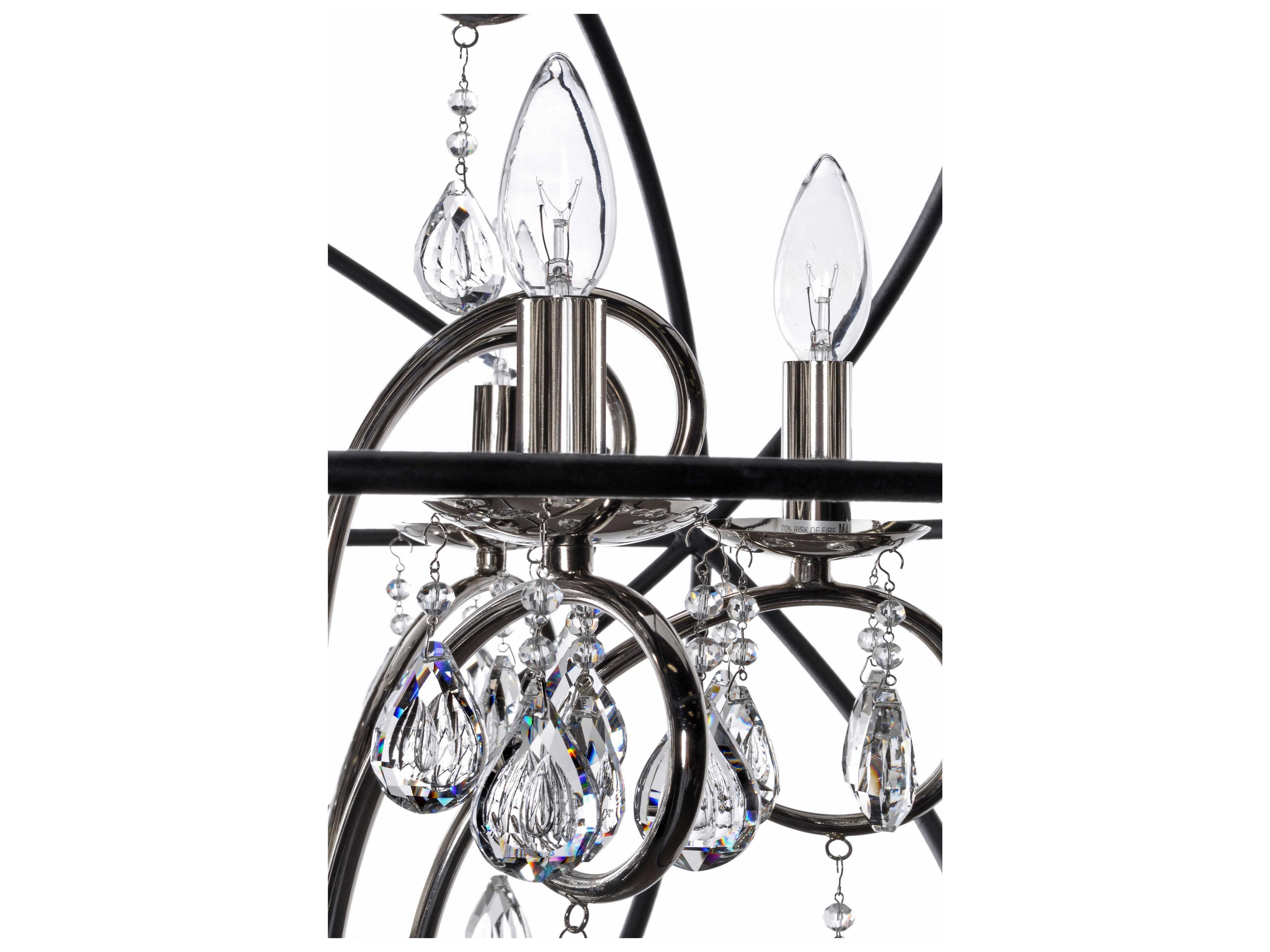 Maxim Lighting Orbit 3-Light Anthracite And Polished Nickel Crystal Glass Candelabra Globe Chandelier