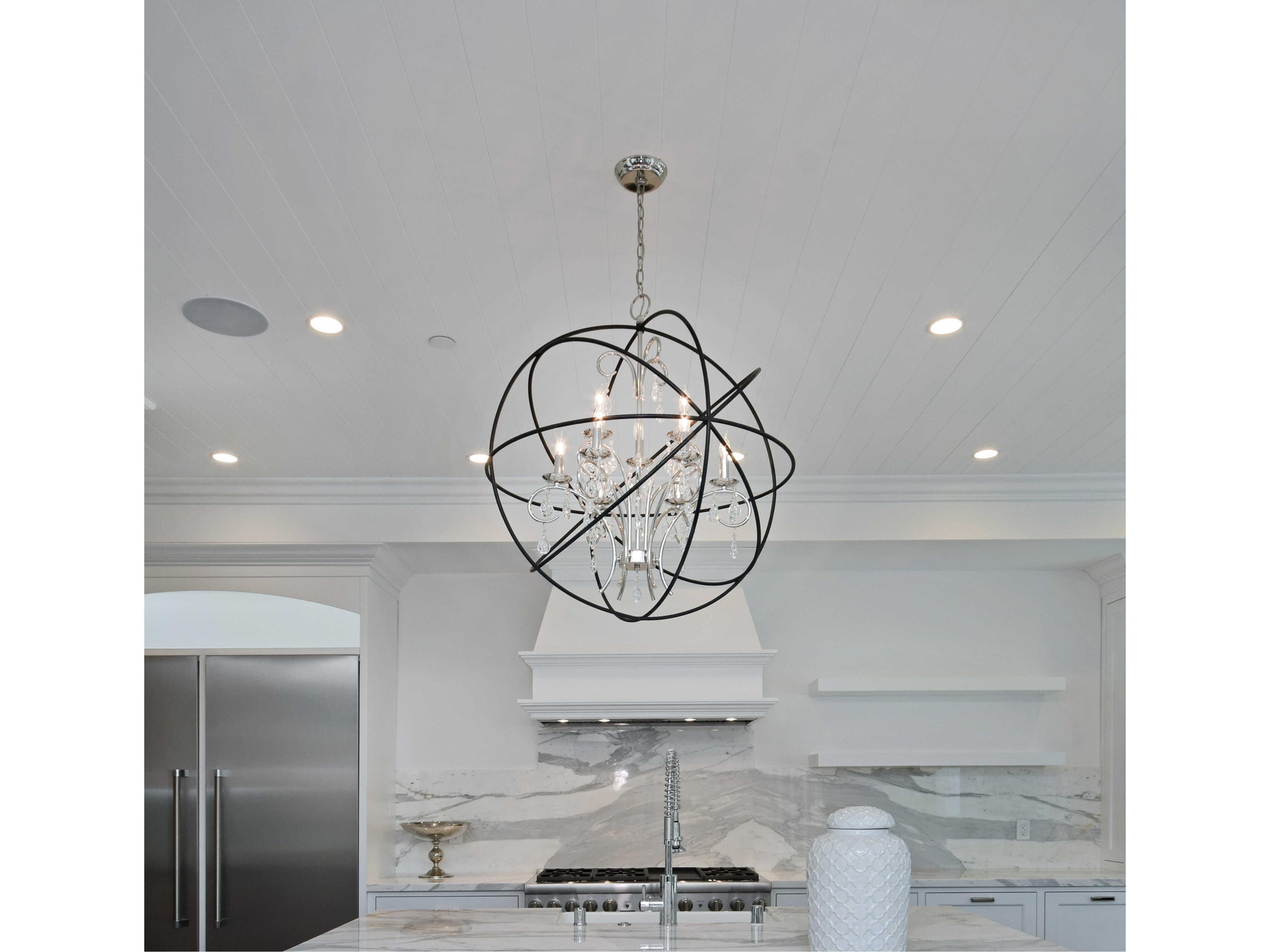 Maxim Lighting Orbit 6-Light Oil Rubbed Bronze Crystal Glass Candelabra Globe Chandelier