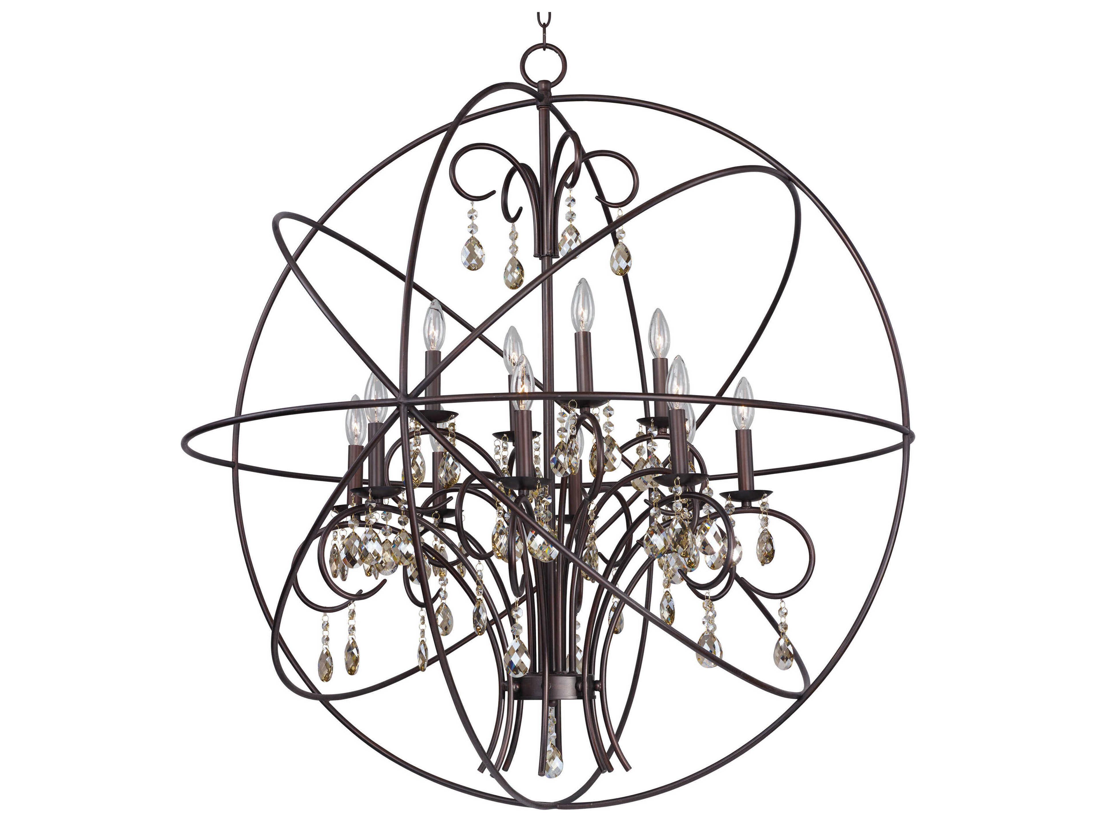 Orbit 12-Light Chandelier in Oil Rubbed Bronze with Cognac Crystal