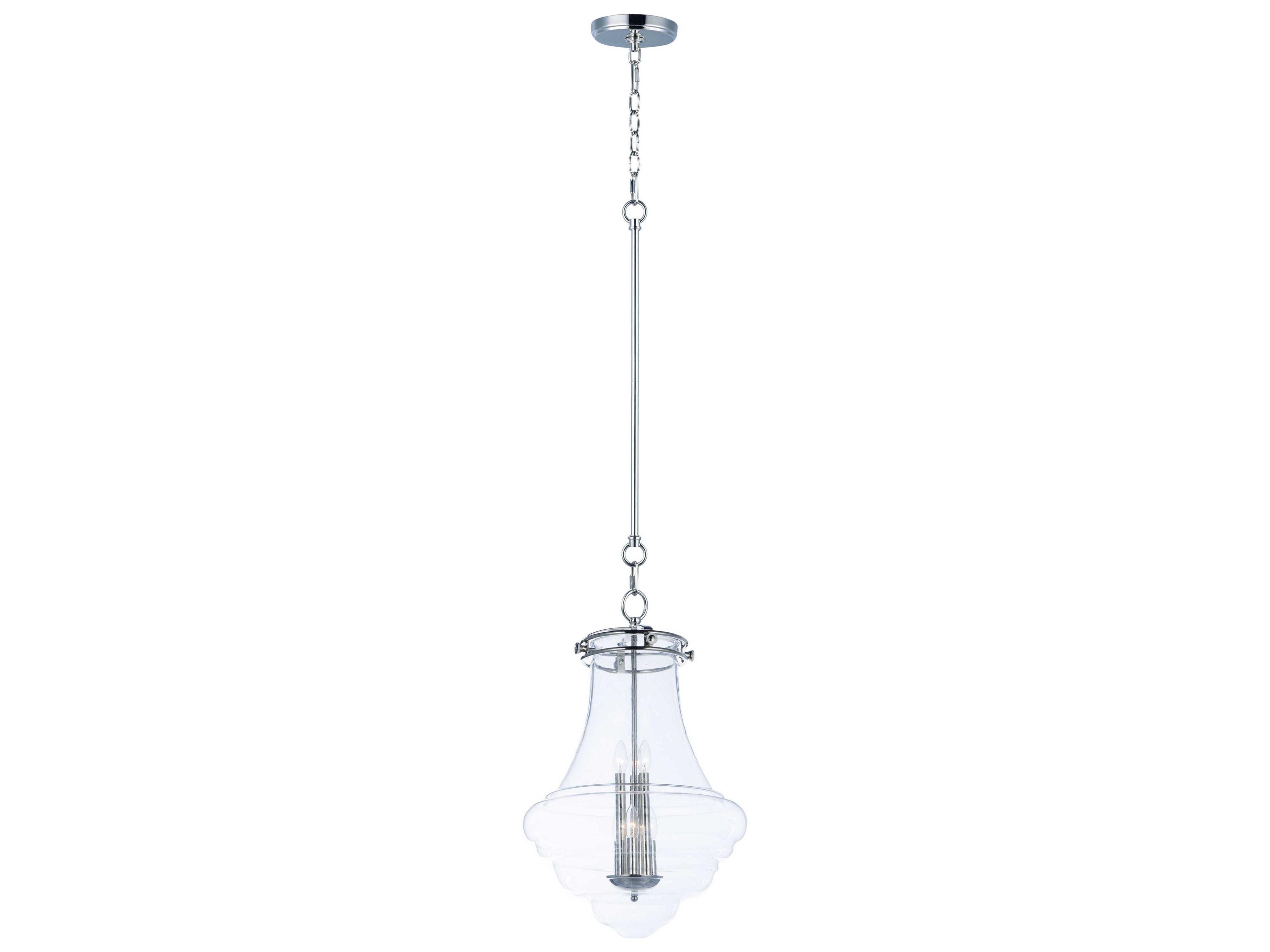 Retro 6-Light Polished Nickel Glass Bell Pendant