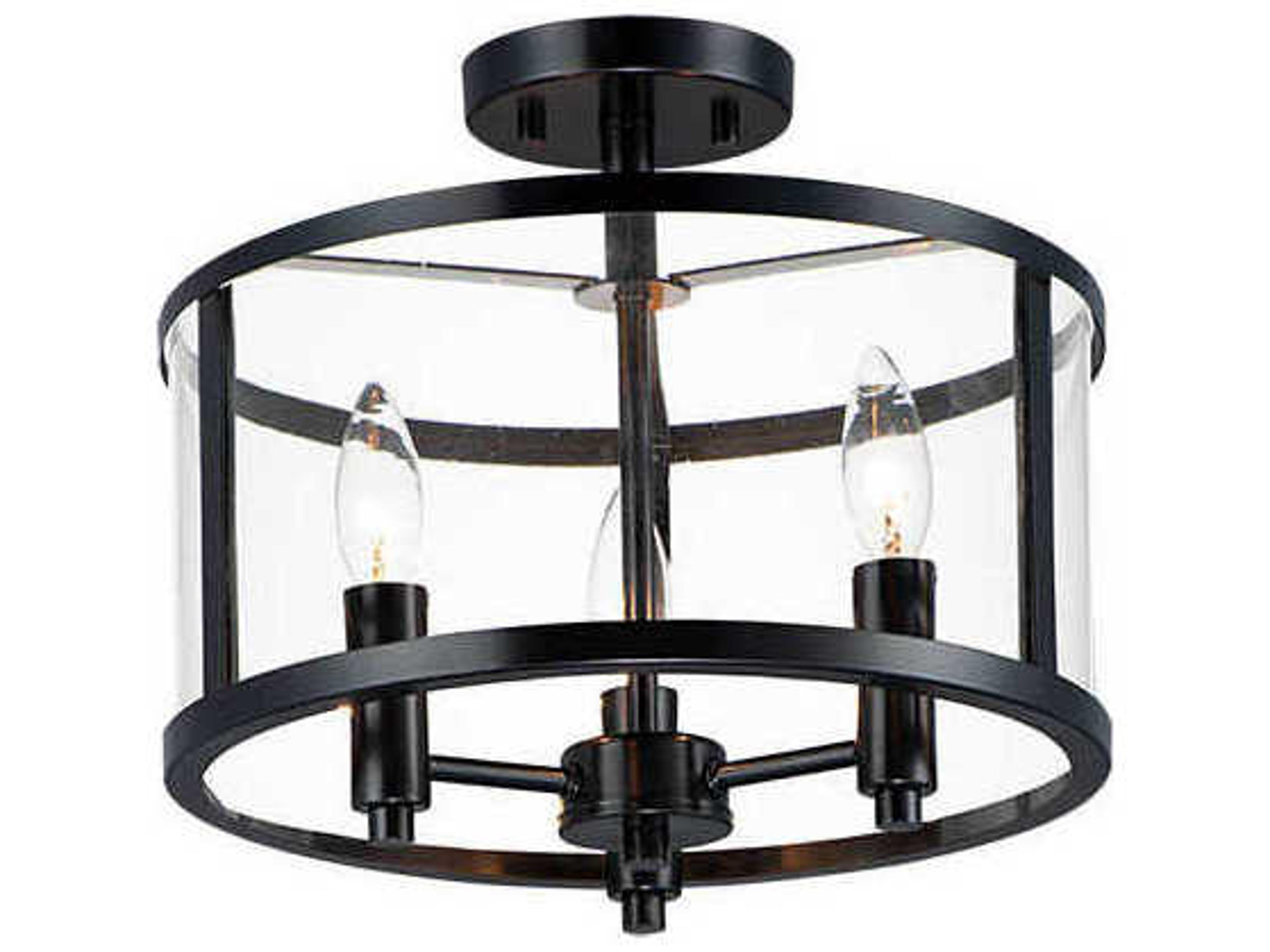 Sentinel 3-Light Black Drum Semi Flush Mount