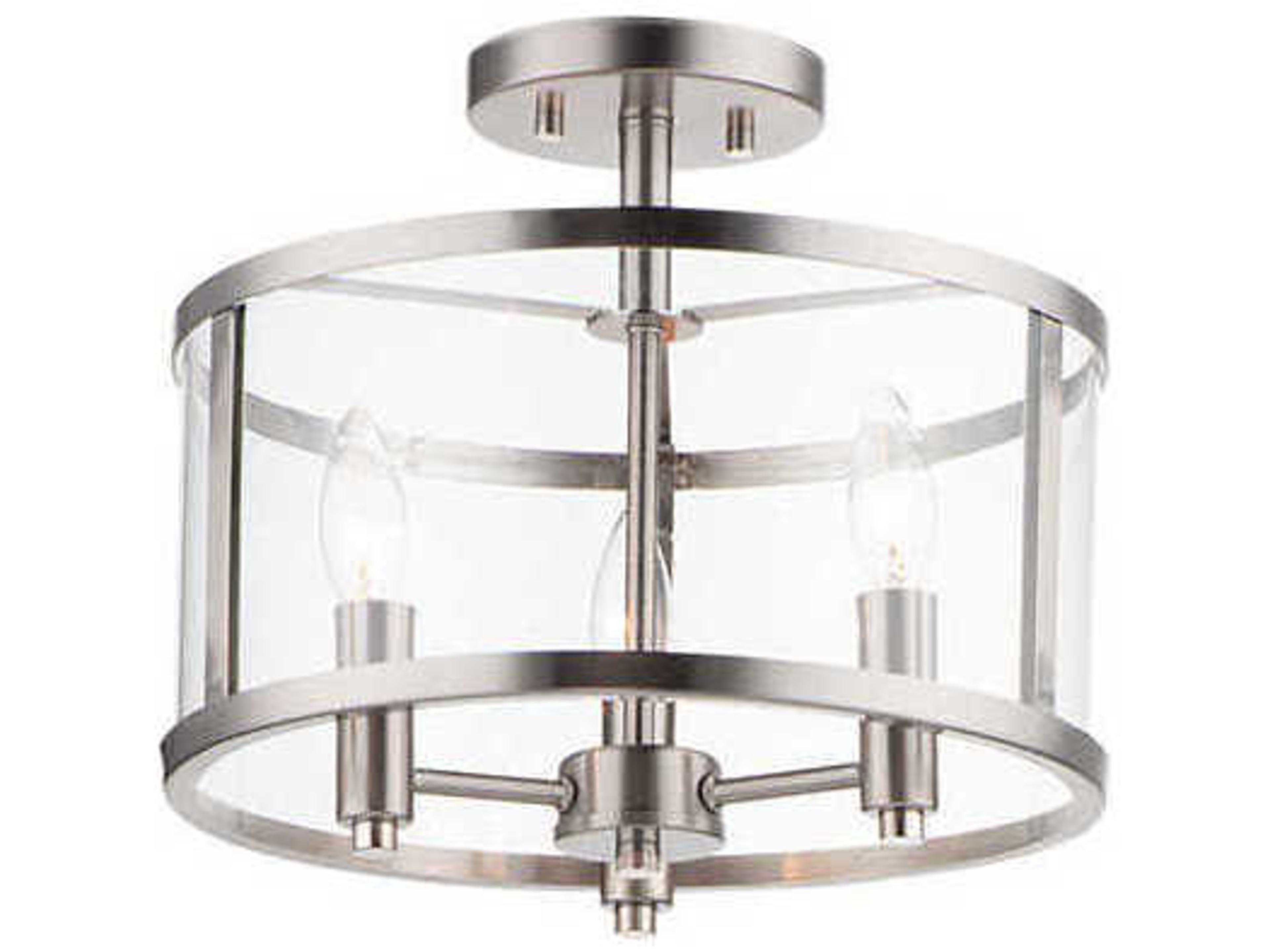 Sentinel 3-Light Satin Nickel Drum Semi Flush Mount