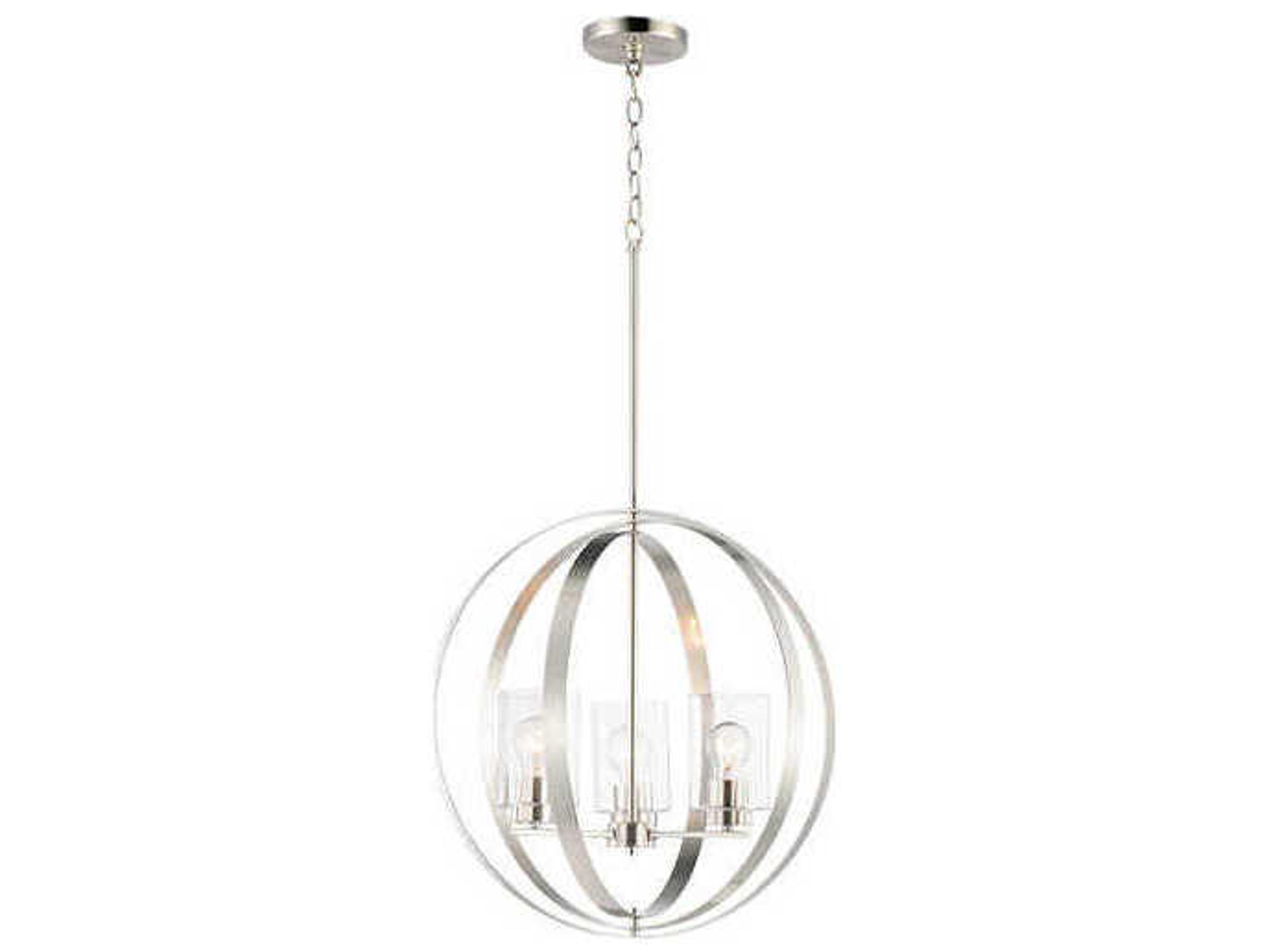 Sentinel 3-Light Satin Nickel Globe Pendant