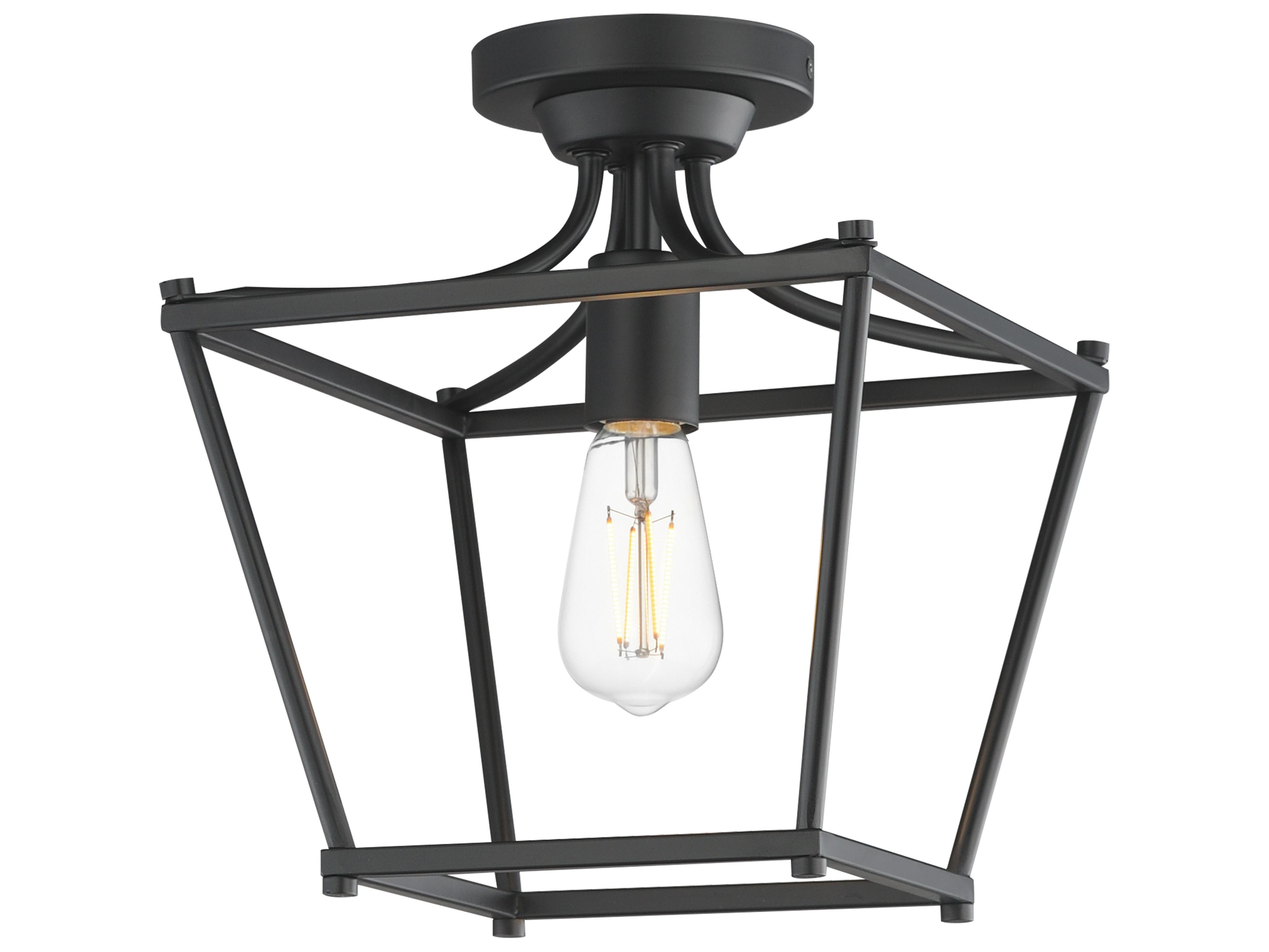 Clifton 1- Light Black Traditional Lantern Semi Flush Mount