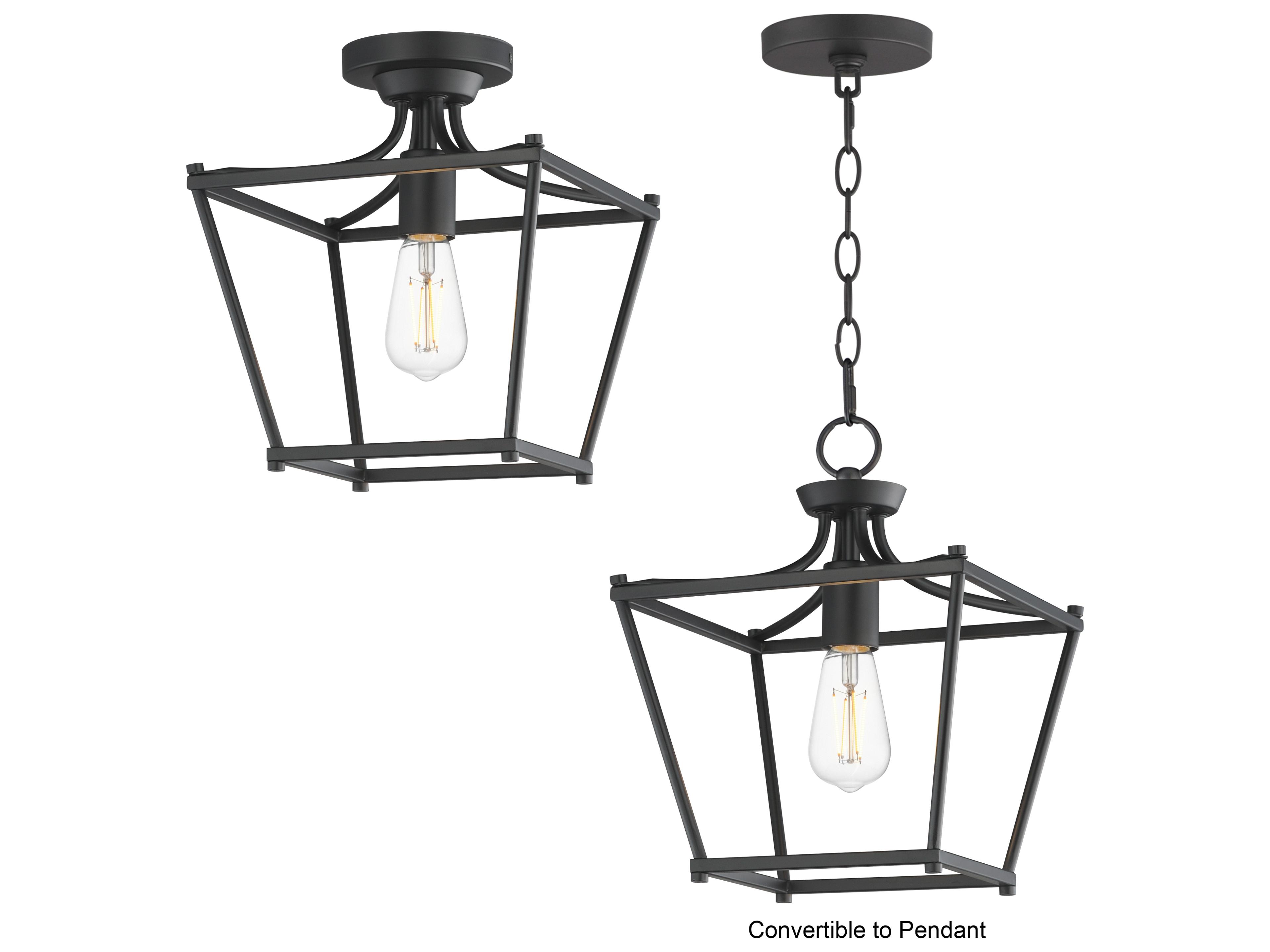 Maxim Lighting Clifton 1- Light Black Traditional Lantern Semi Flush Mount