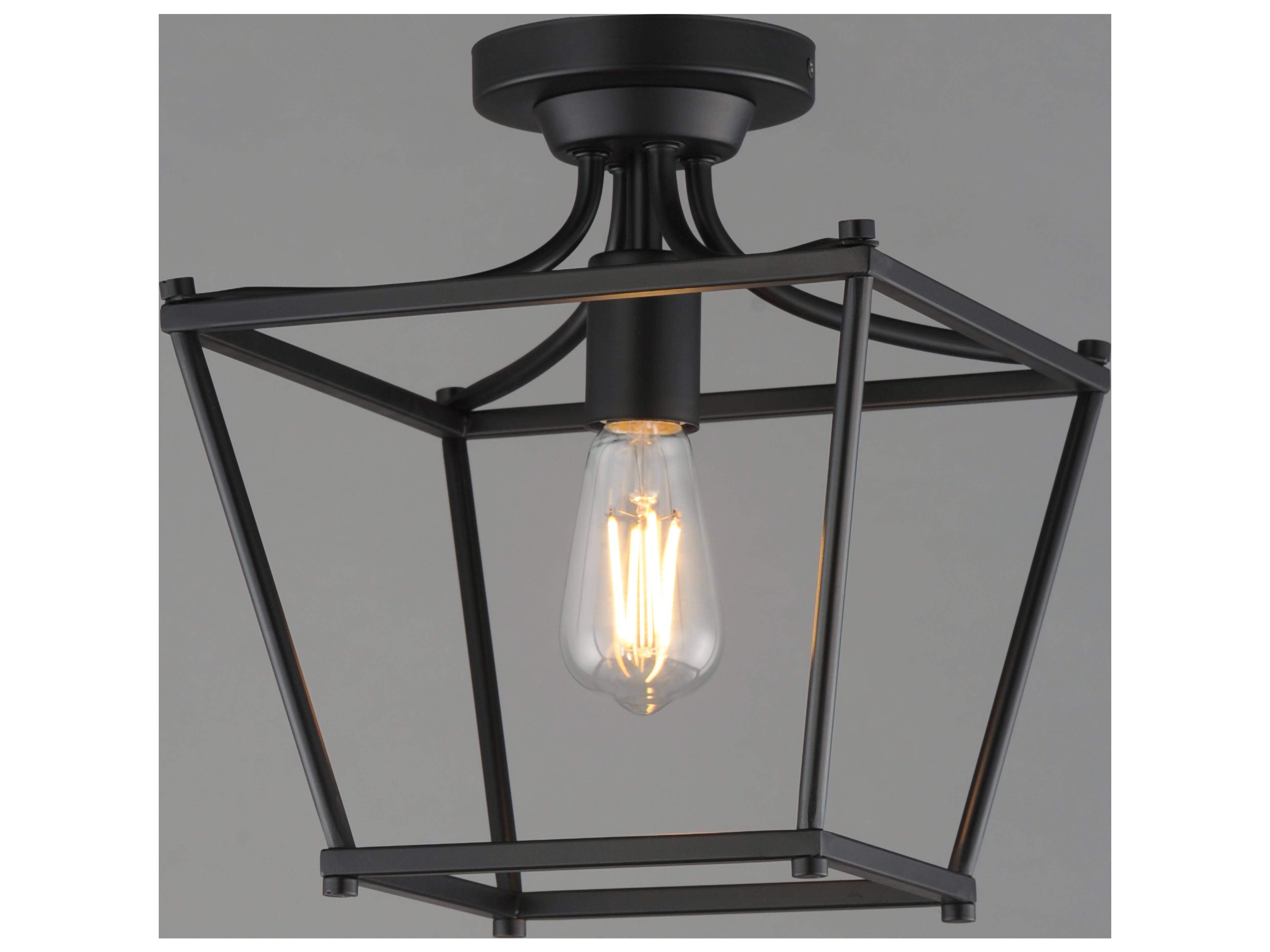 Maxim Lighting Clifton 1- Light Black Traditional Lantern Semi Flush Mount