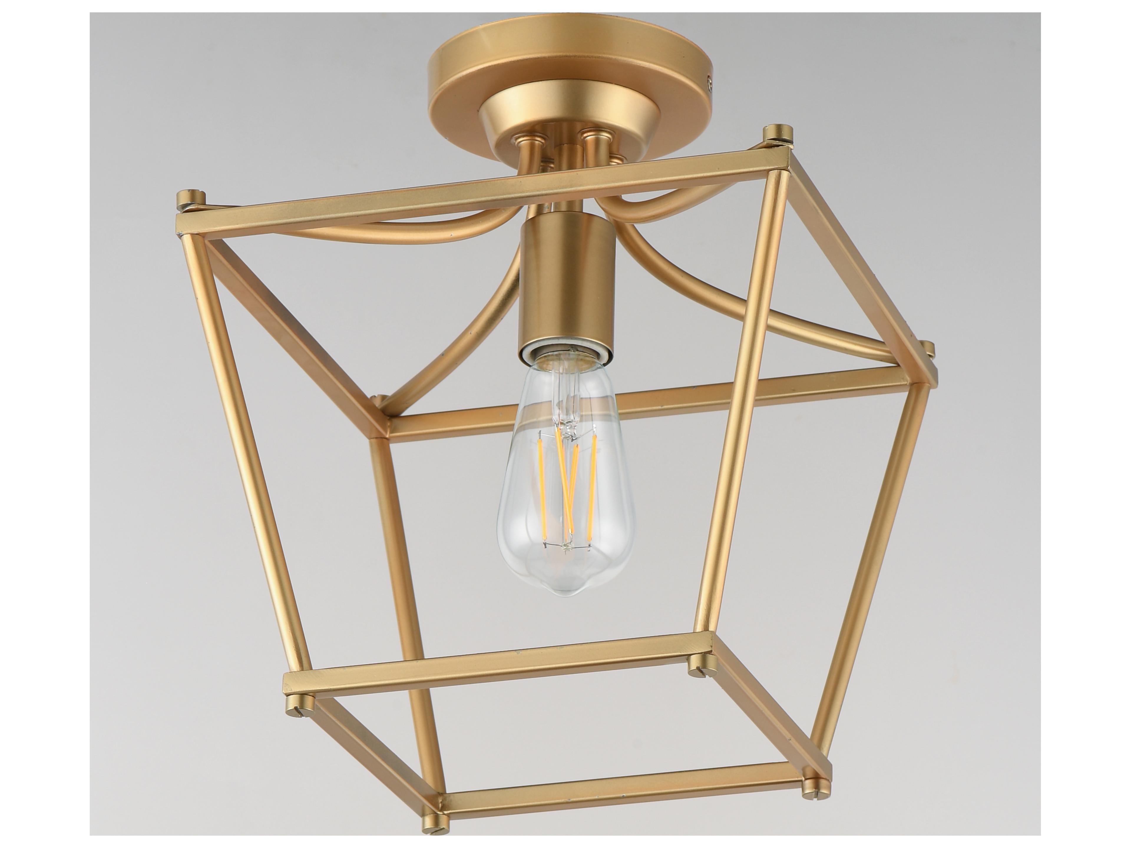 Maxim Lighting Clifton 1- Light Natural Aged Brass Traditional Lantern Semi Flush Mount