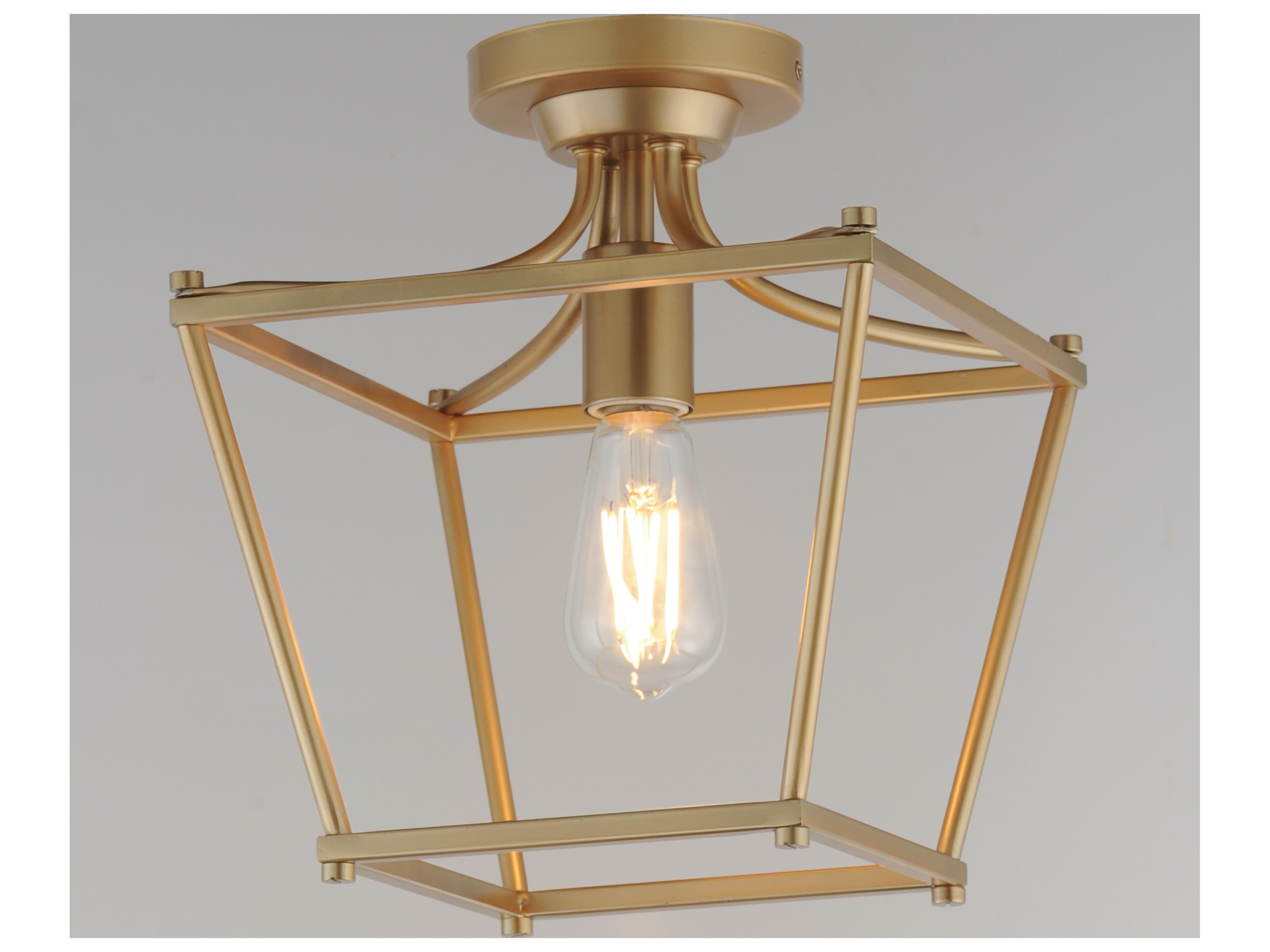 Maxim Lighting Clifton 1- Light Natural Aged Brass Traditional Lantern Semi Flush Mount