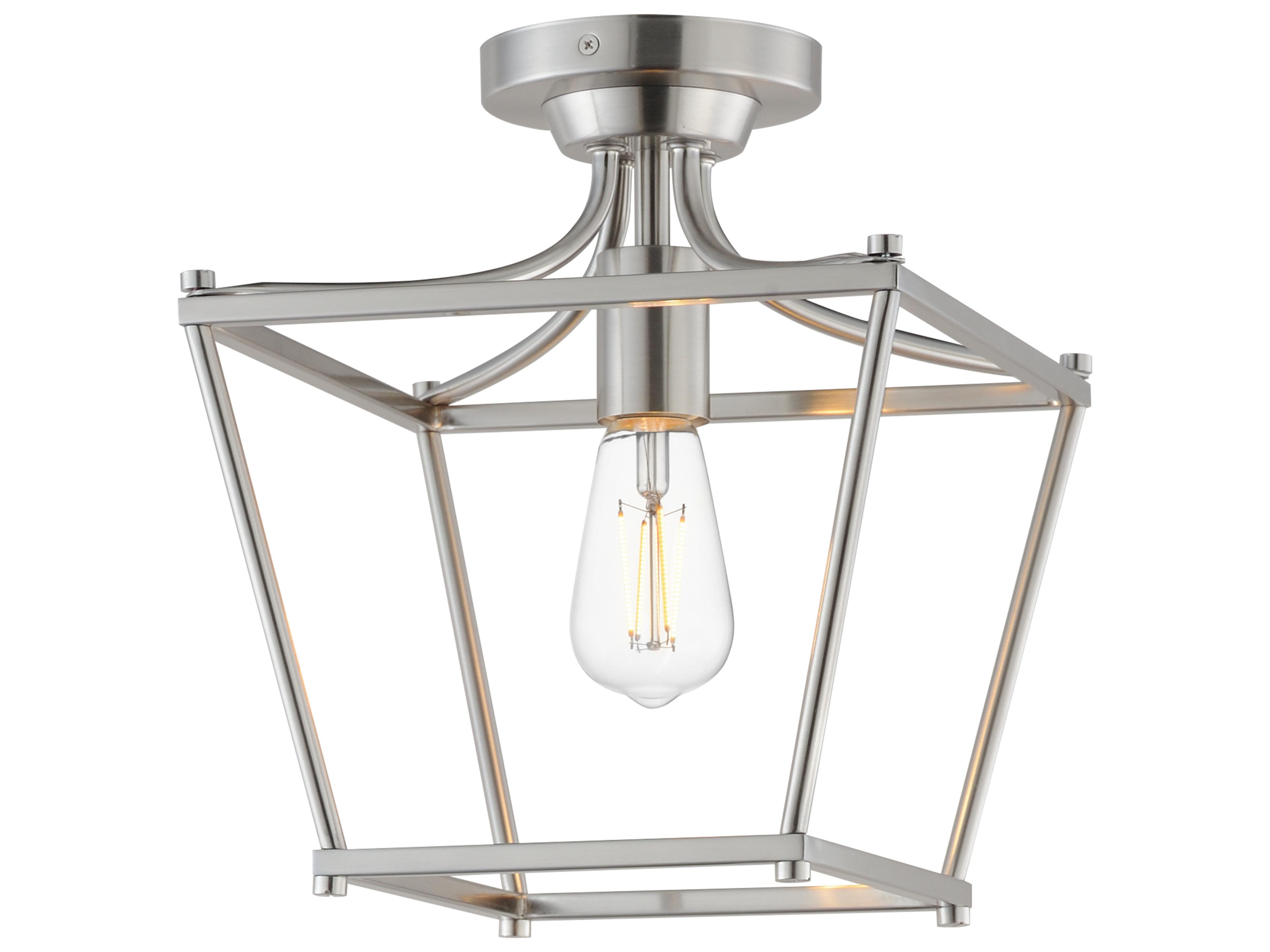 Clifton 1- Light Satin Nickel Traditional Lantern Semi Flush Mount
