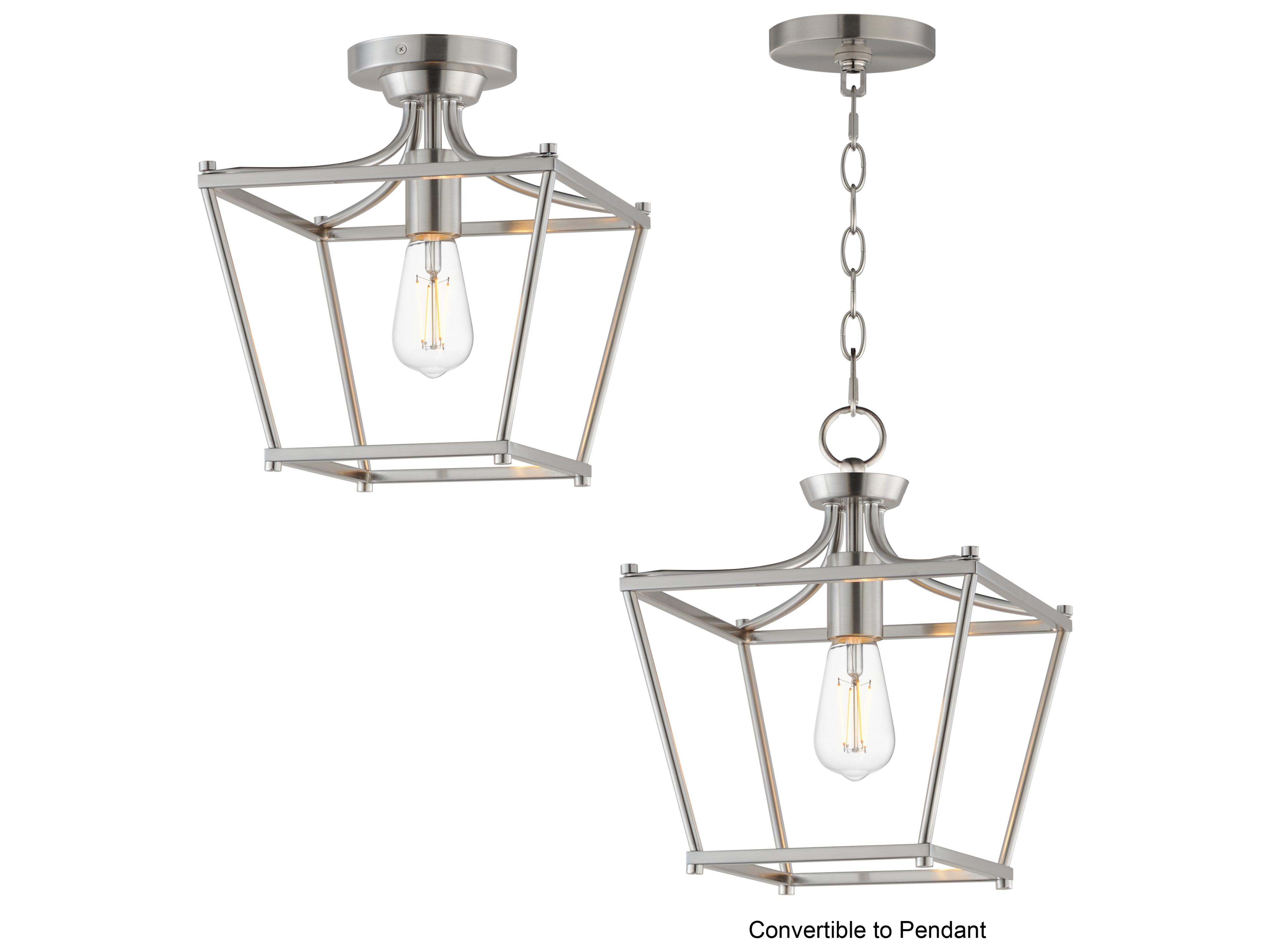 Maxim Lighting Clifton 1- Light Satin Nickel Traditional Lantern Semi Flush Mount