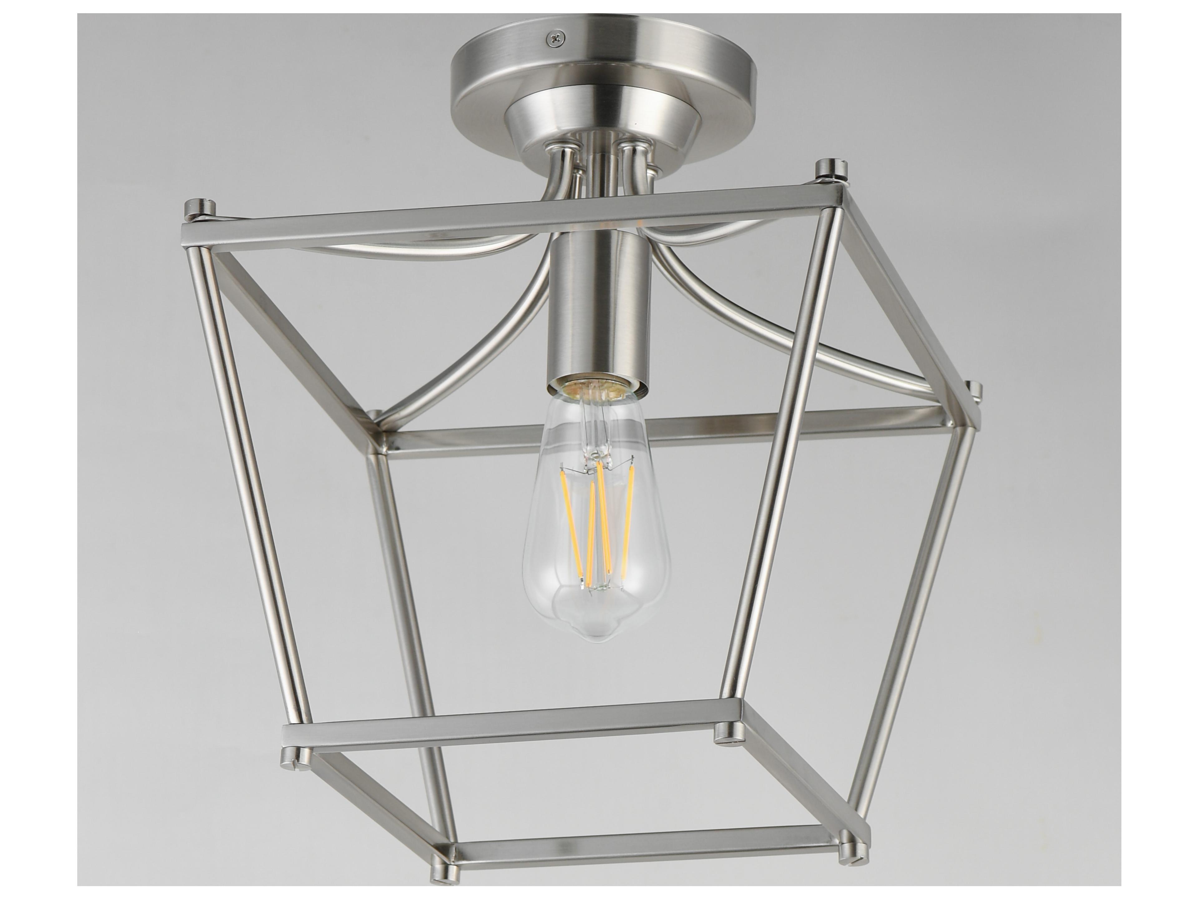 Maxim Lighting Clifton 1- Light Satin Nickel Traditional Lantern Semi Flush Mount