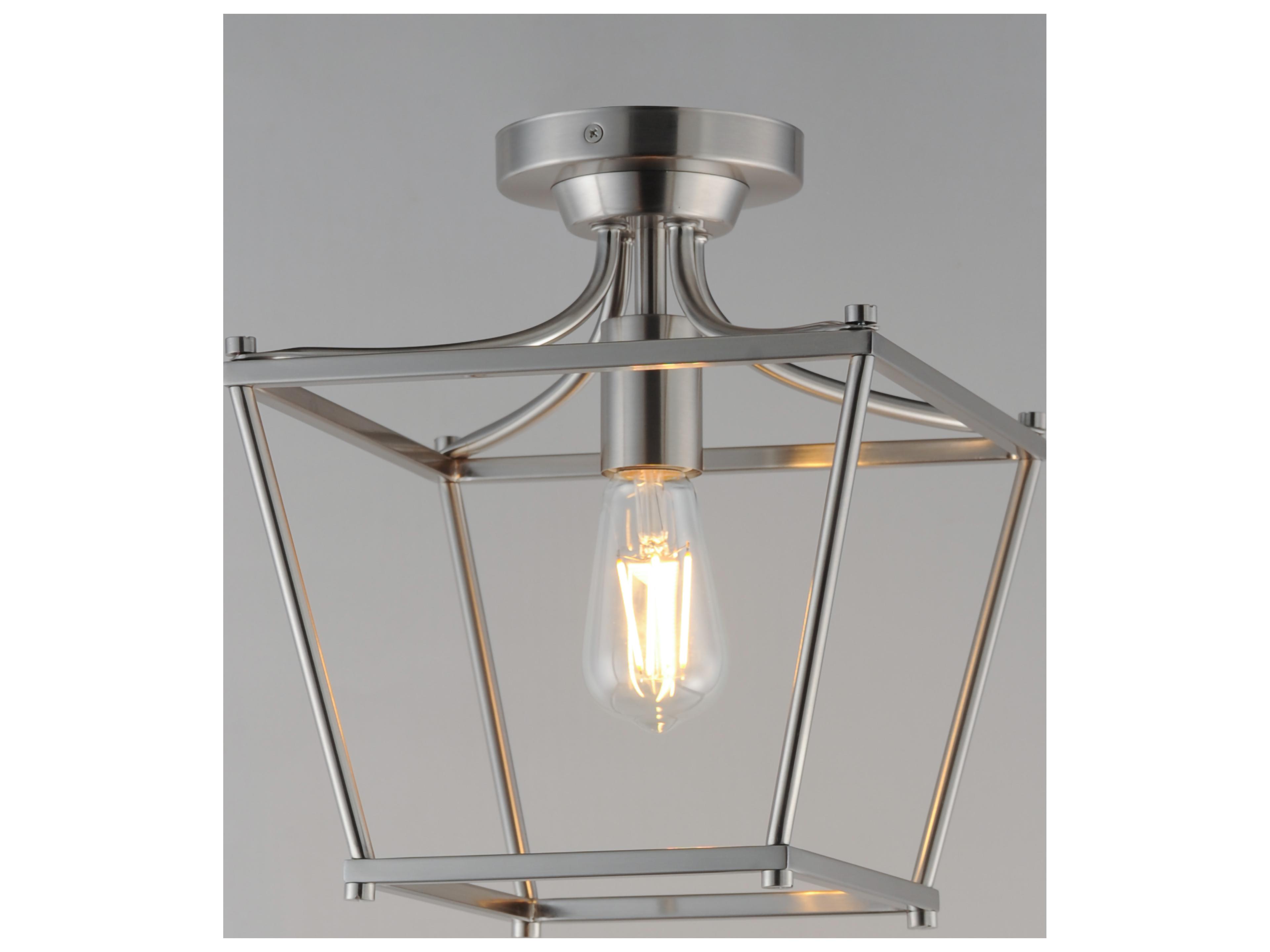 Maxim Lighting Clifton 1- Light Satin Nickel Traditional Lantern Semi Flush Mount