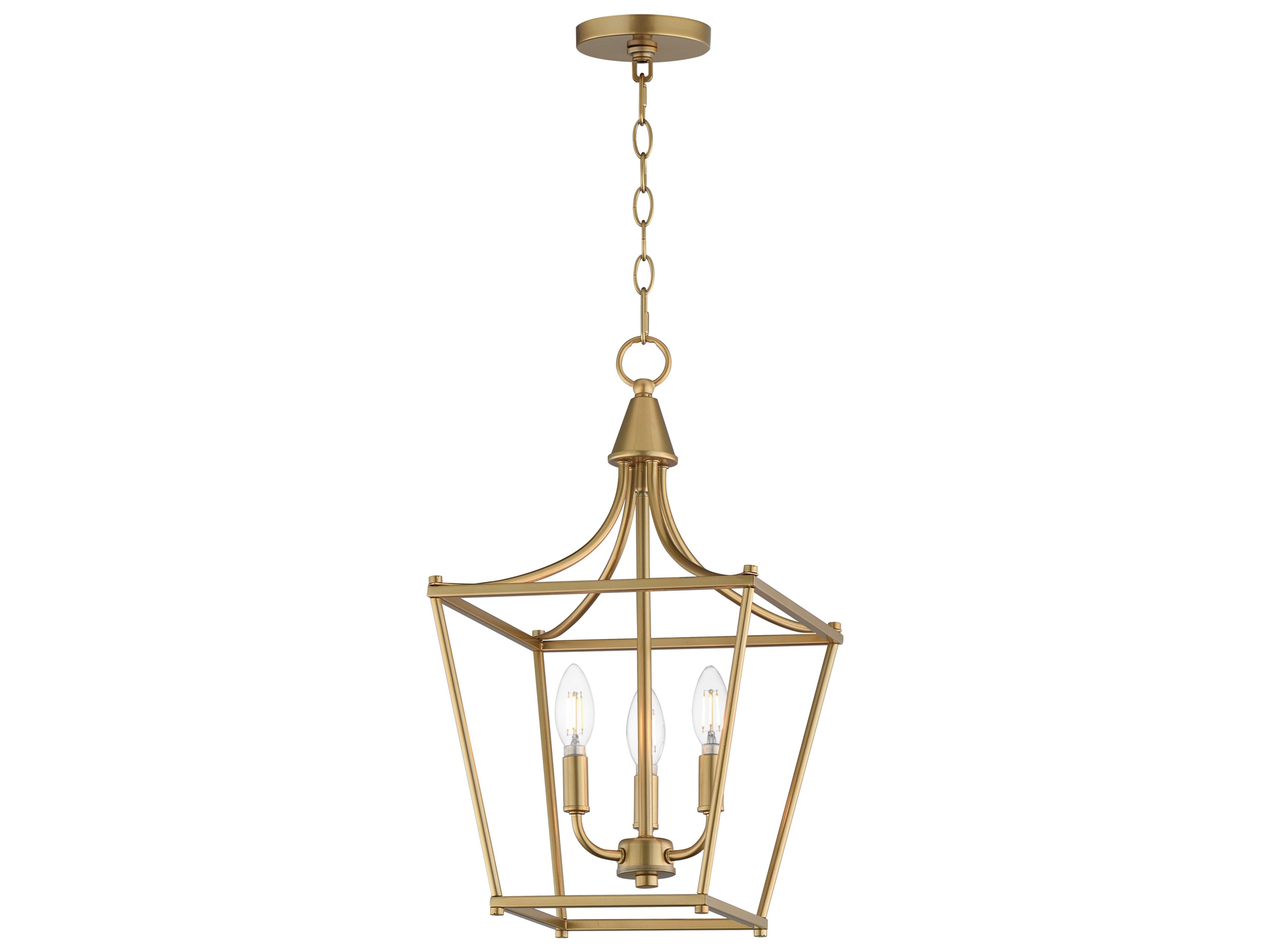 Clifton 3- Light Natural Aged Brass Traditional Lantern Pendant