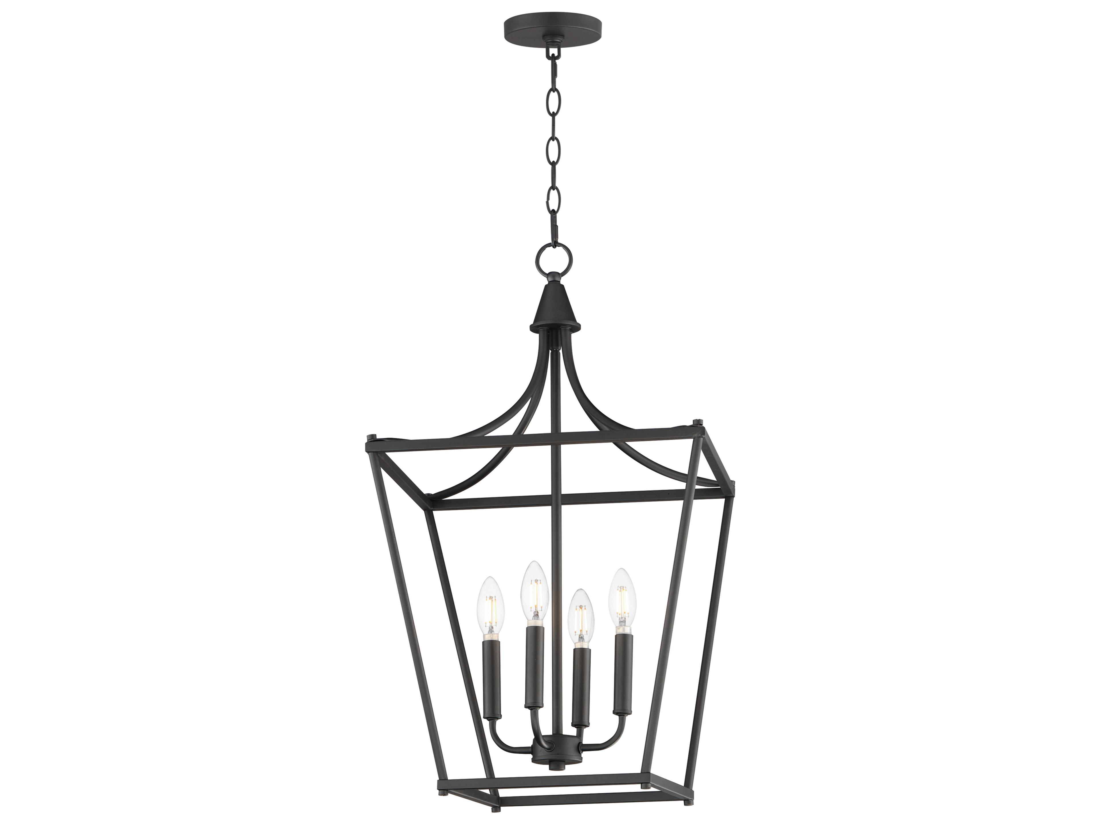Clifton 4- Light Black Traditional Lantern Pendant