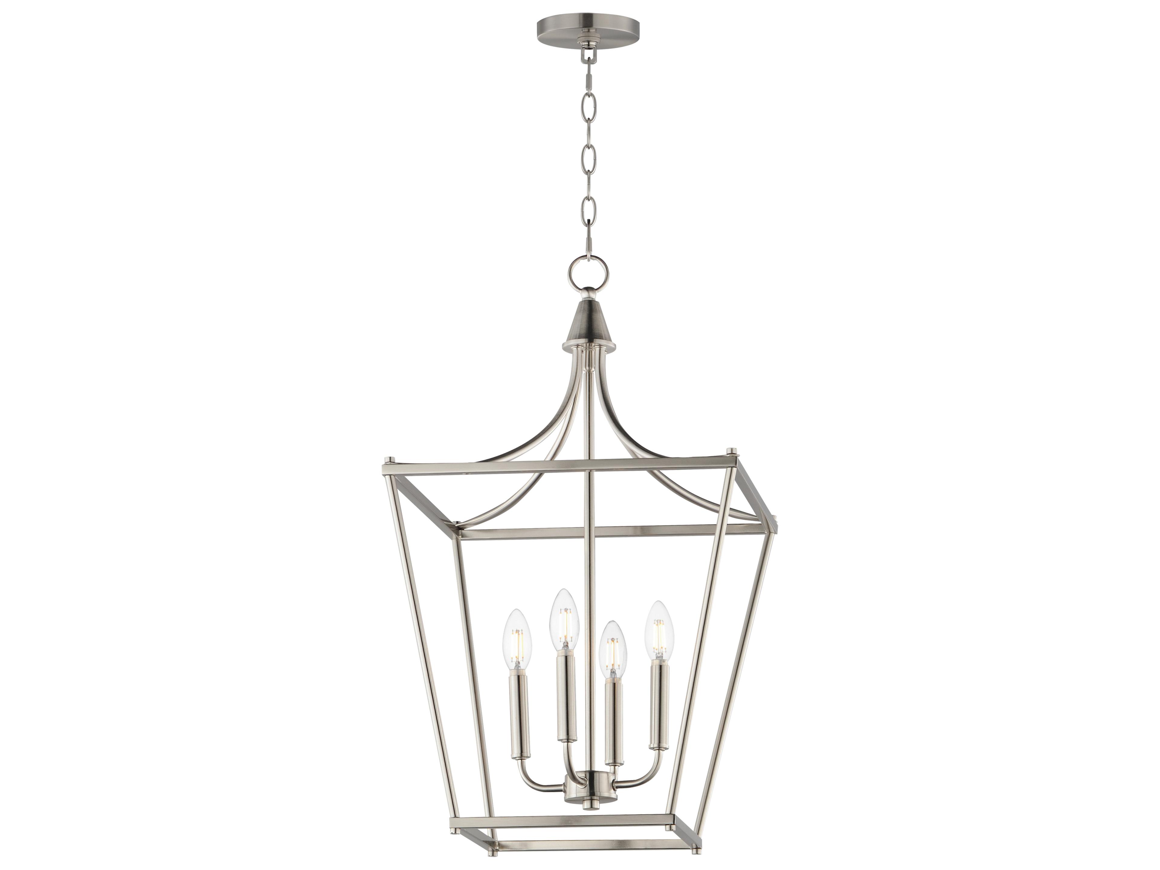 Clifton 4- Light Satin Nickel Traditional Lantern Pendant