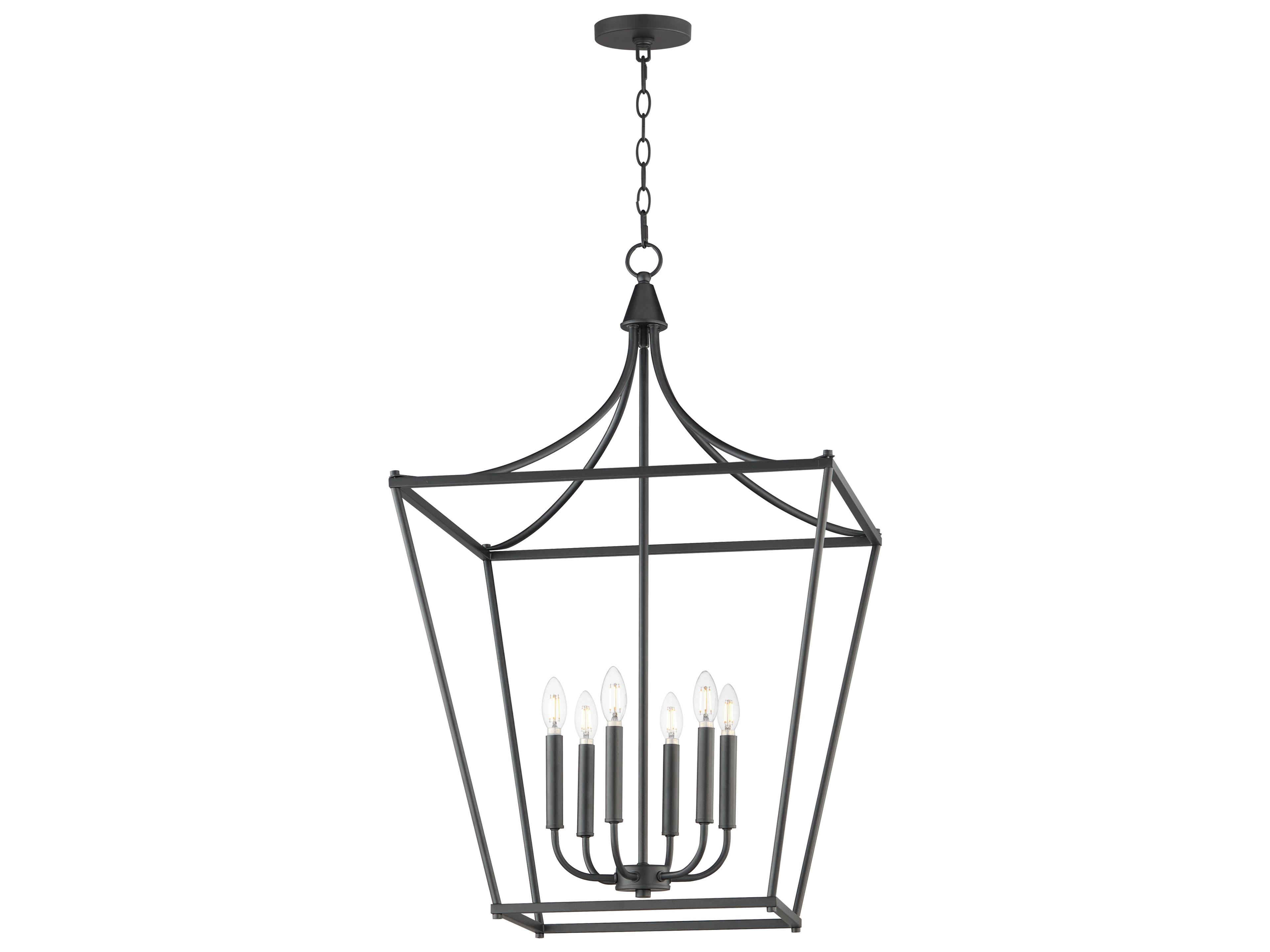 Clifton 6- Light Black Traditional Lantern Pendant
