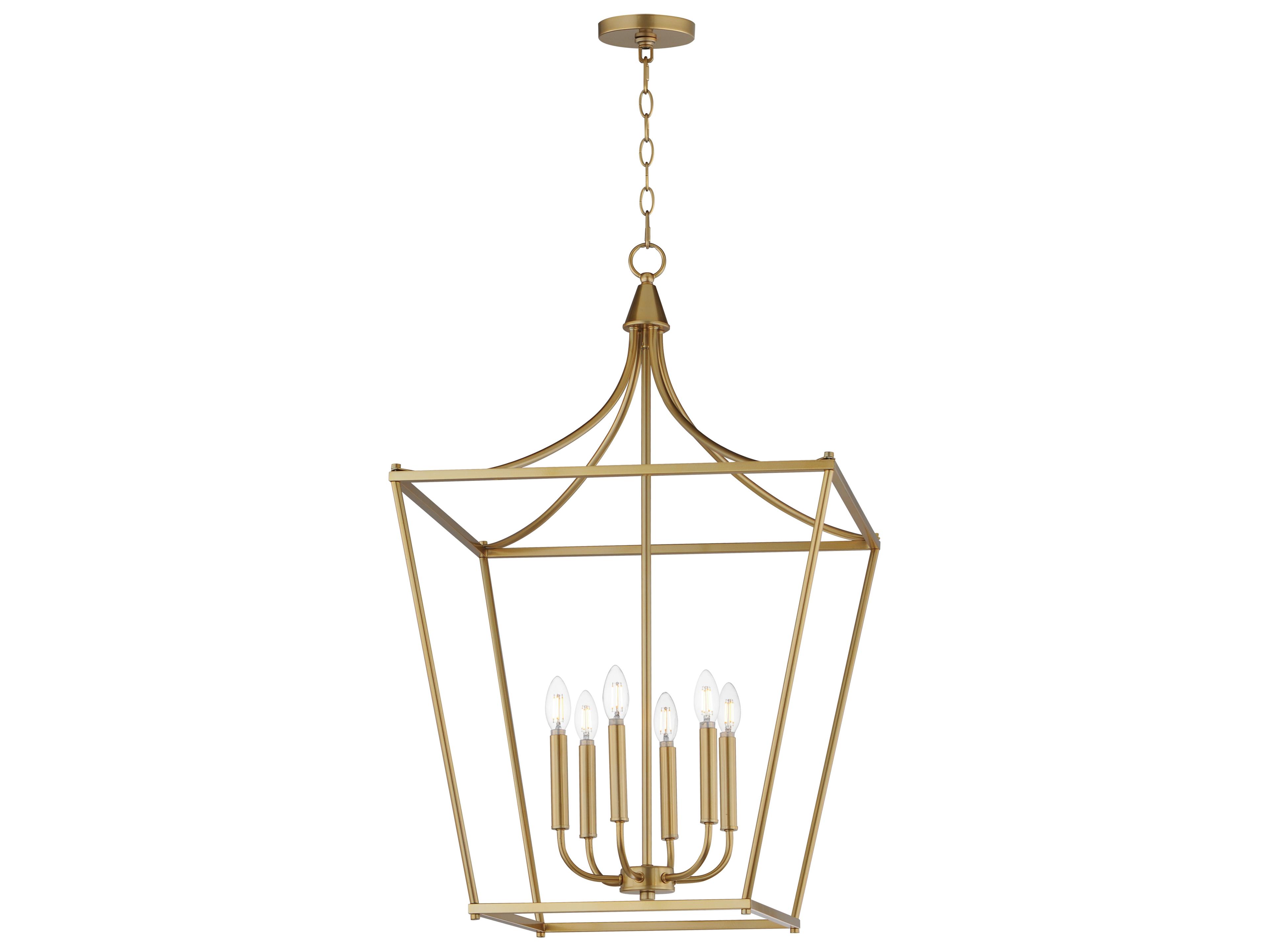 Clifton 6- Light Natural Aged Brass Traditional Lantern Pendant