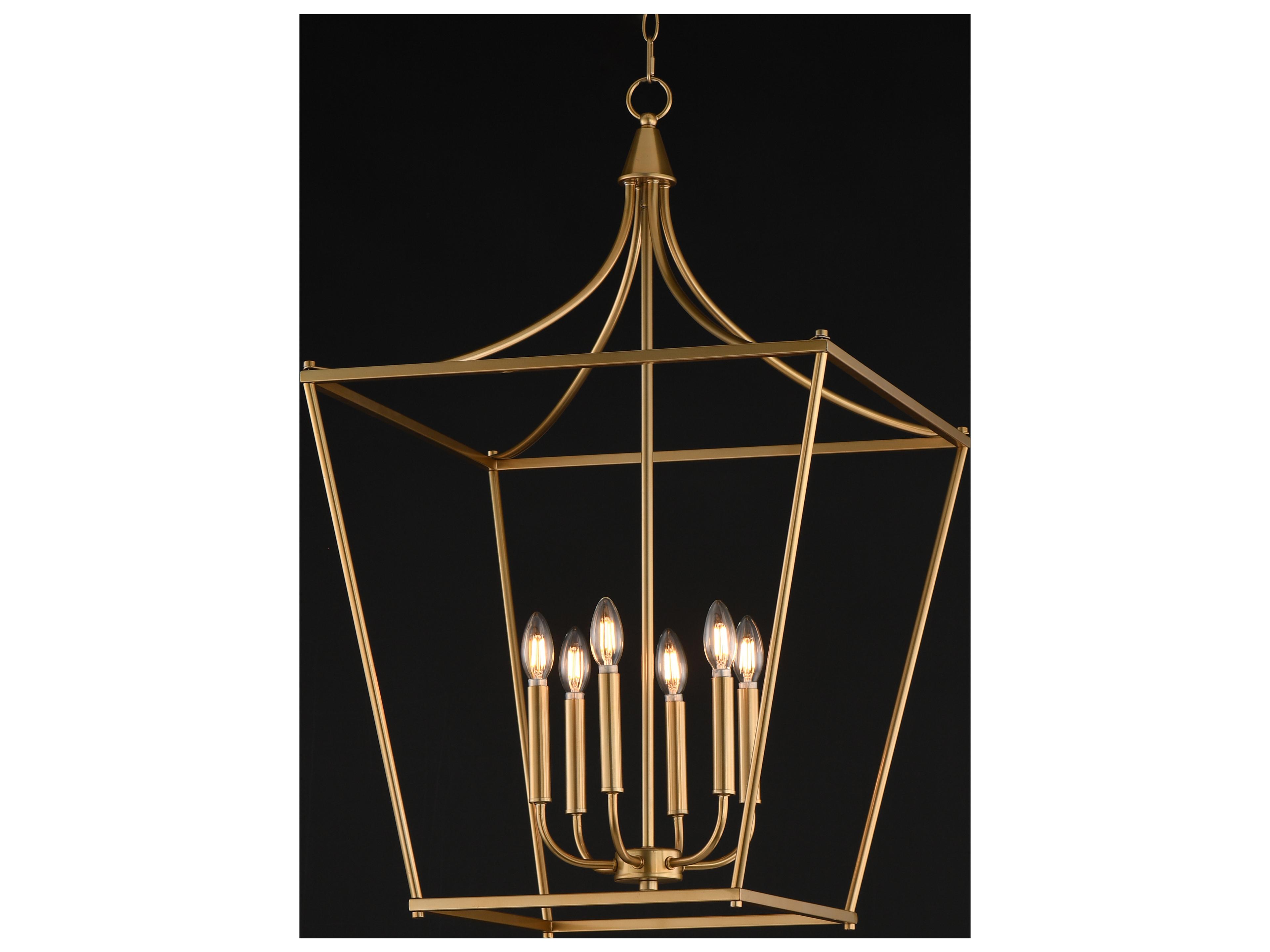 Maxim Lighting Clifton 6- Light Natural Aged Brass Traditional Lantern Pendant