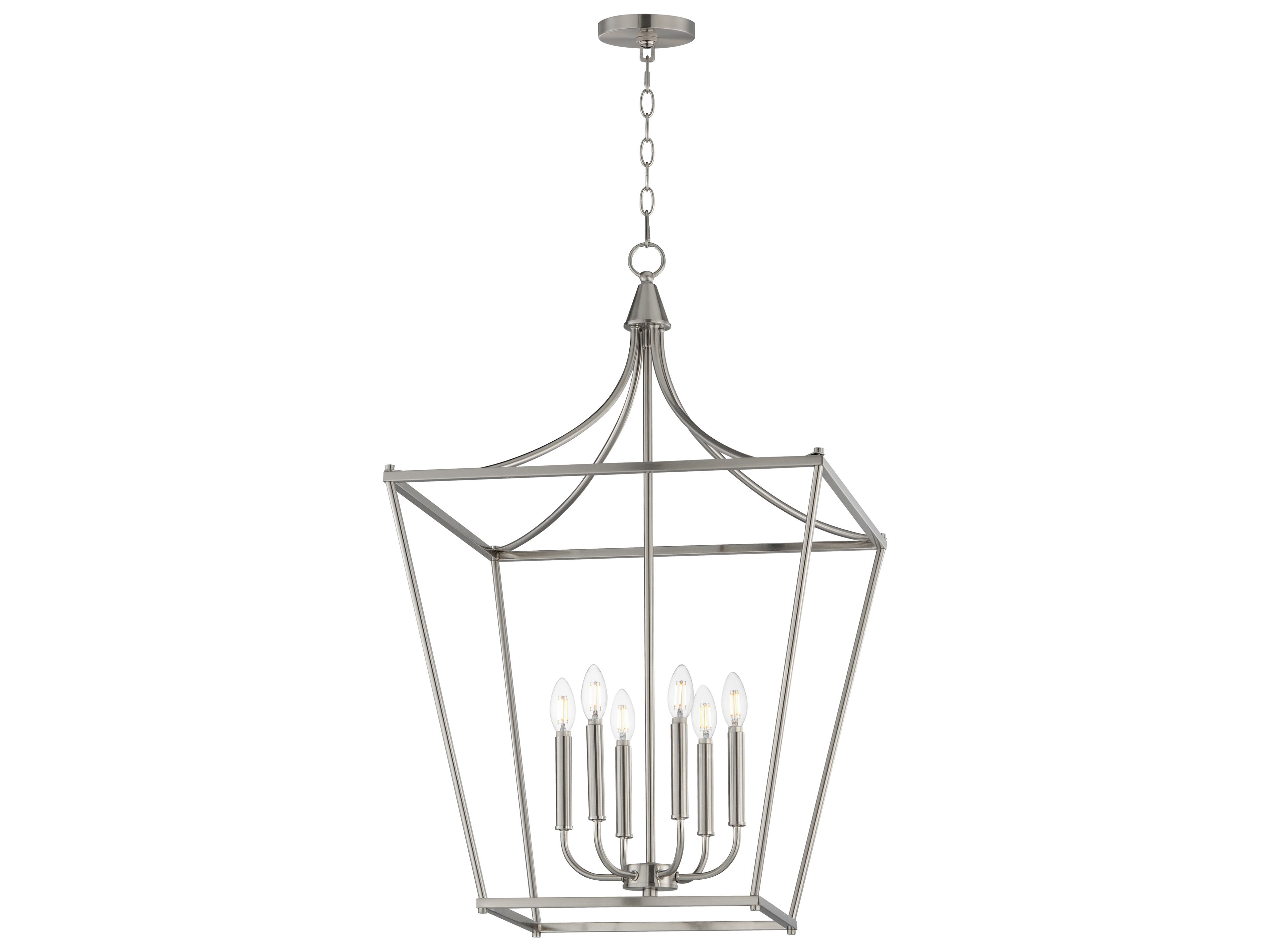 Clifton 6- Light Satin Nickel Traditional Lantern Pendant