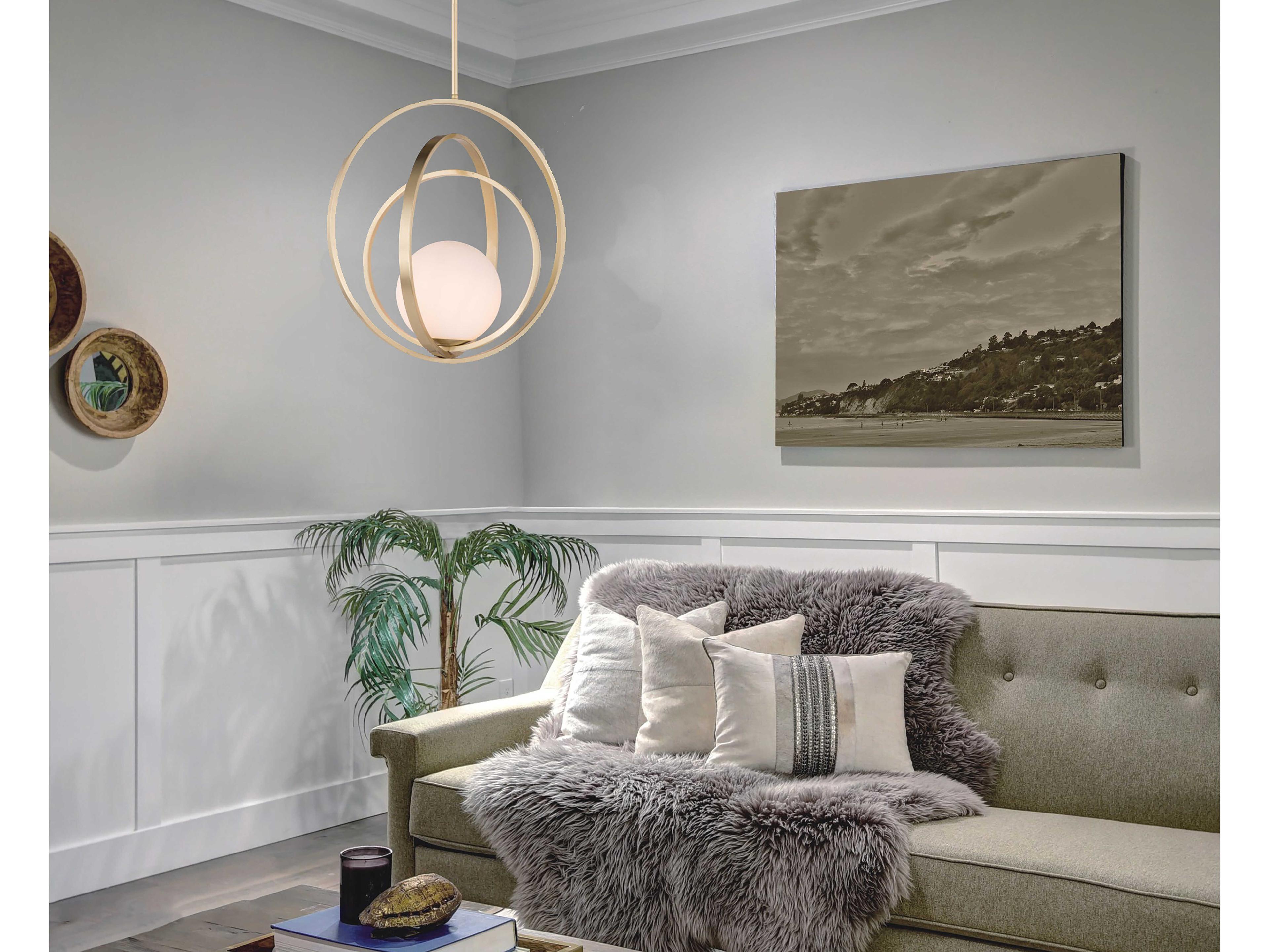 Maxim Lighting Coronet 1-Light Satin Brass Glass Globe Round Pendant