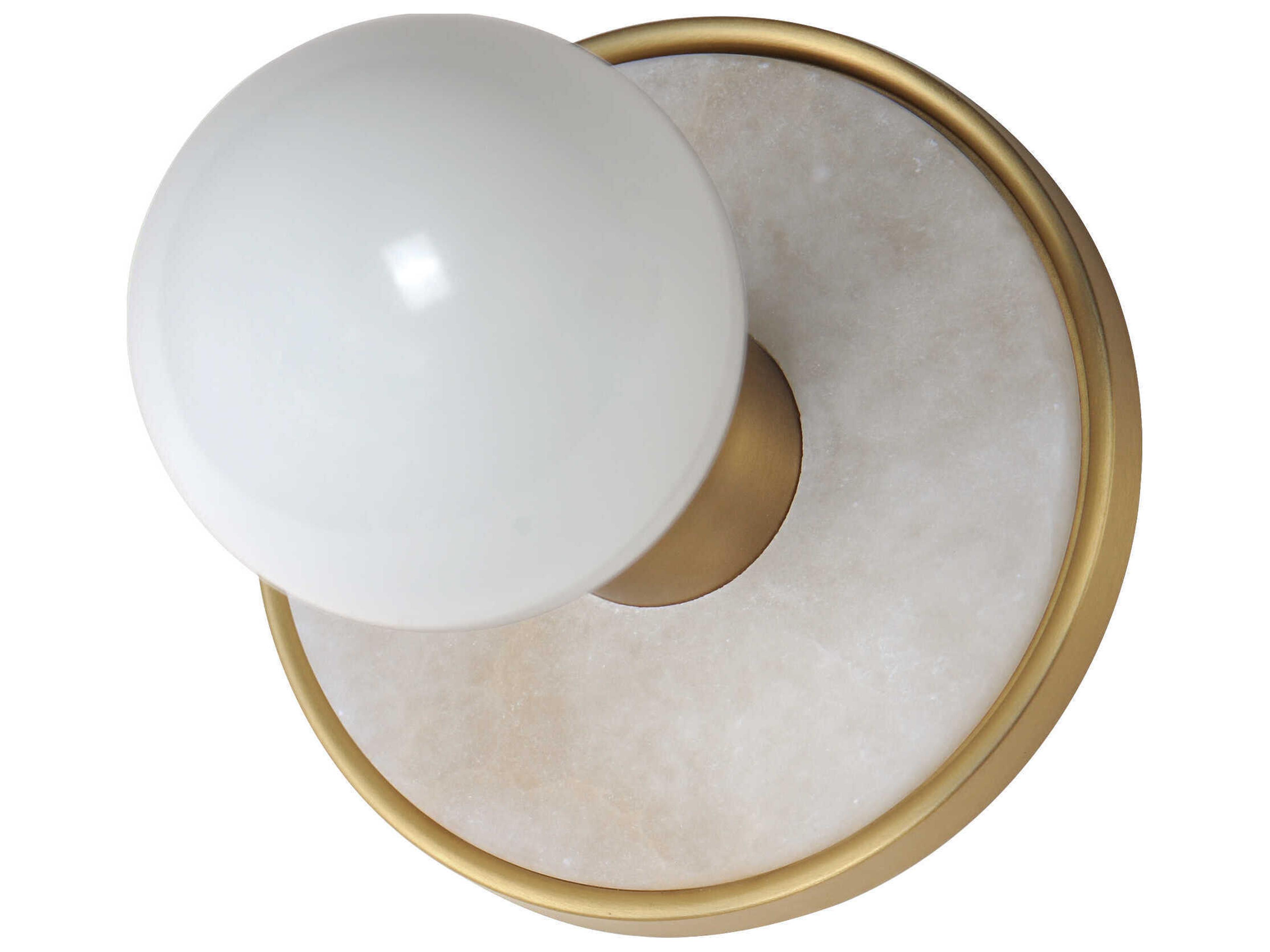 Hollywood 1-Light Whit Alabaster Natural Aged Brass Wall Sconce