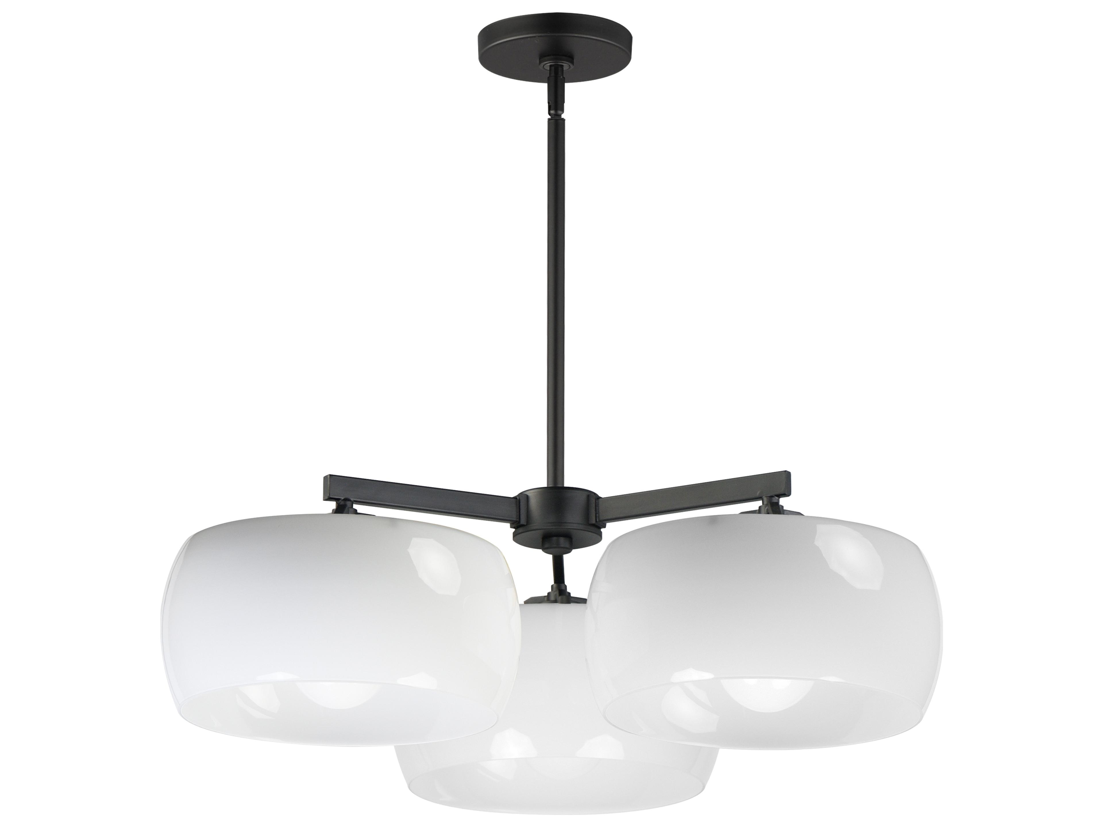 Glazed 3-Light White Black Drum Chandelier