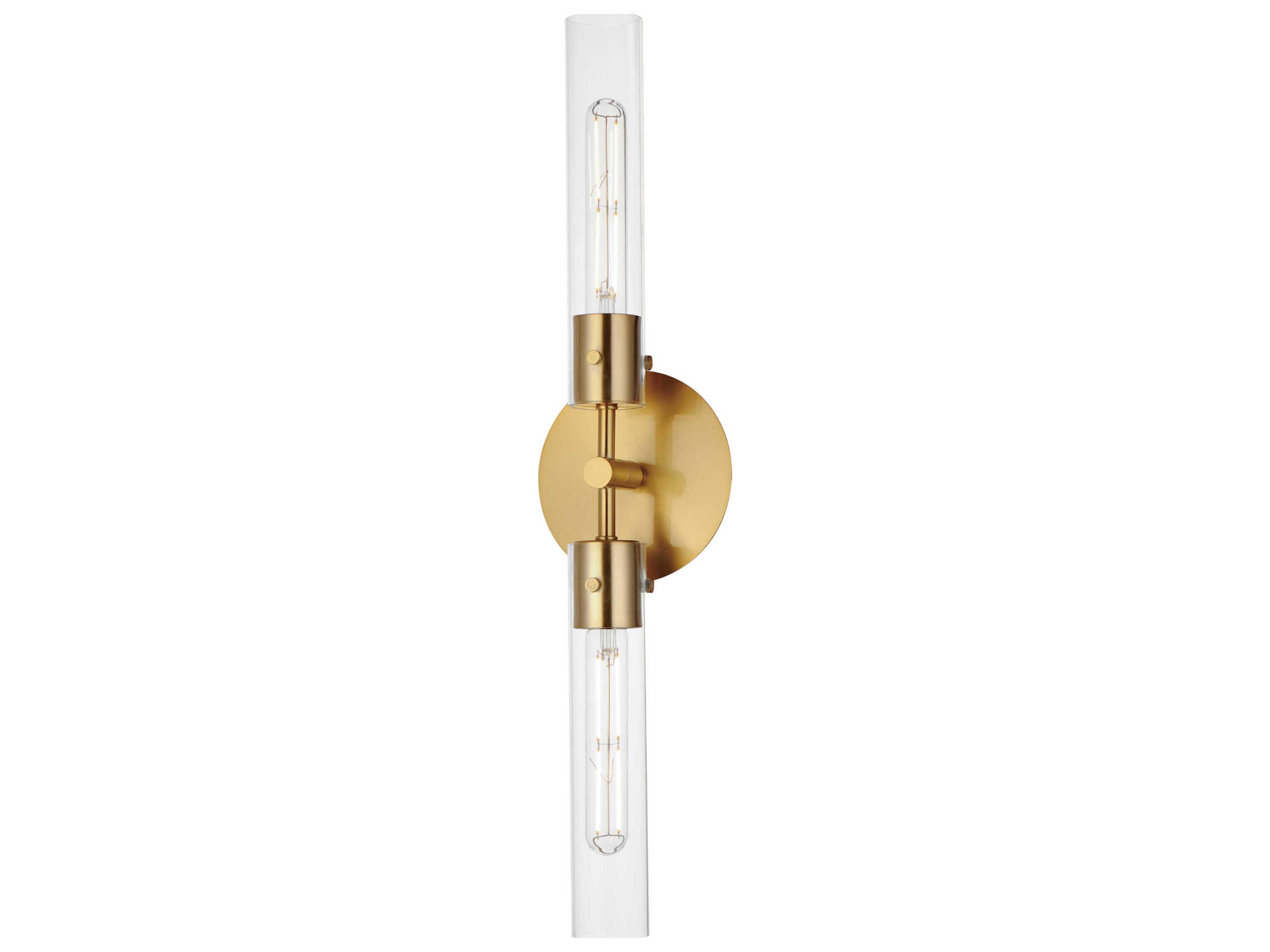 Equilibrium 2-Light Natural Aged Brass Glass LED Wall Sconce