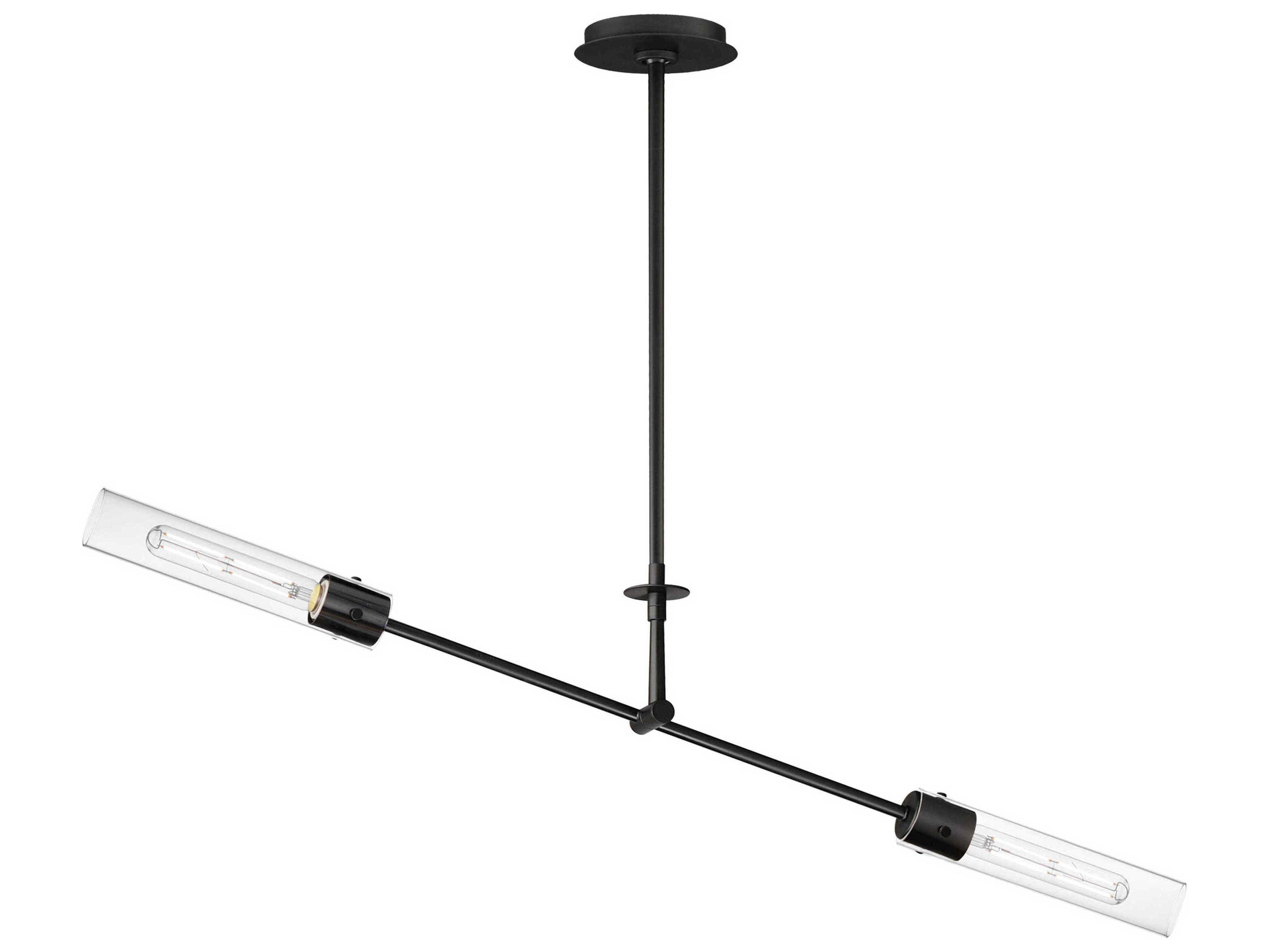 Equilibrium 2-Light Black Glass LED Cylinder Linear Island Pendant