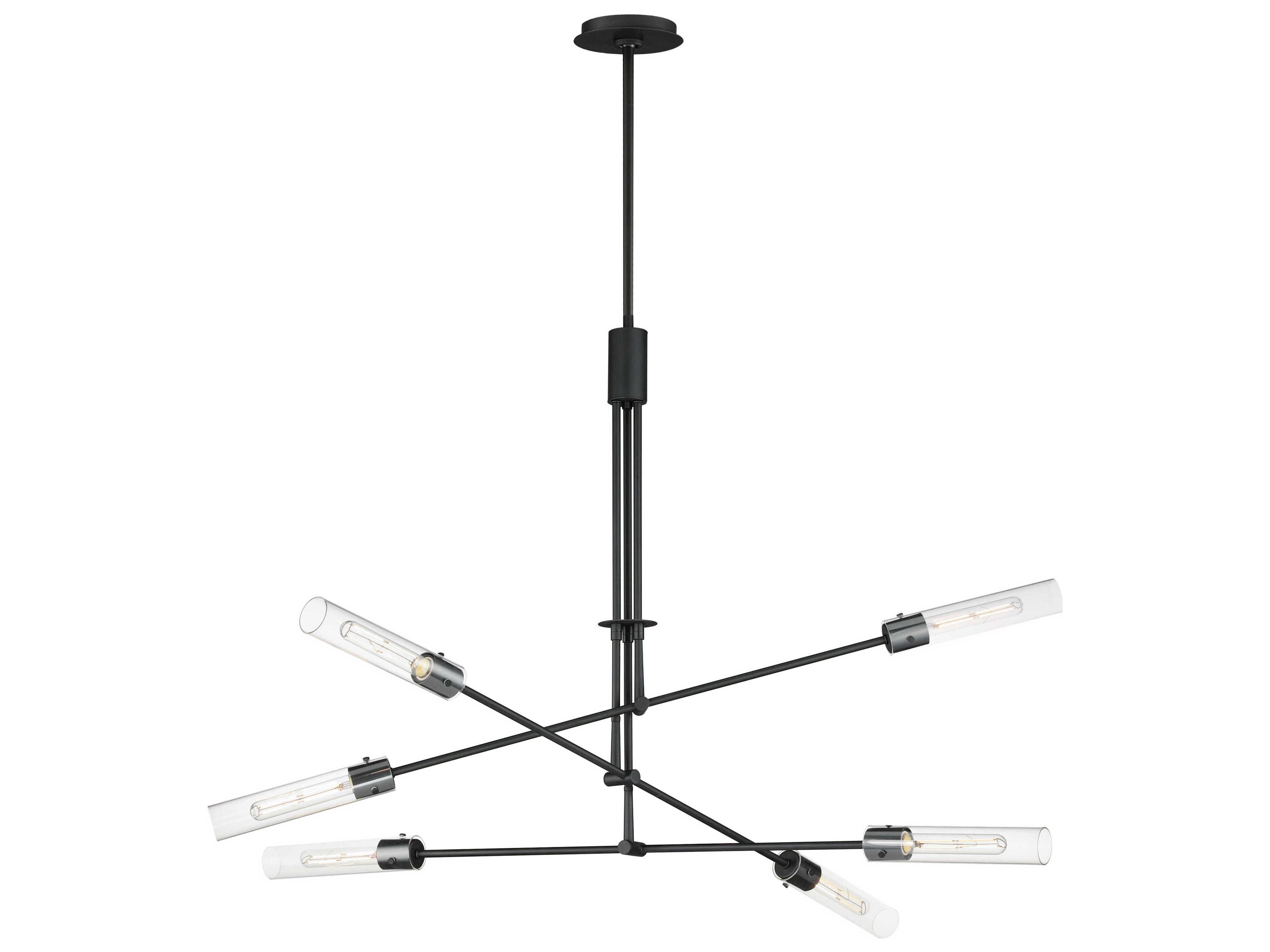 Equilibrium 6-Light Black Glass LED Cylinder Linear Pendant