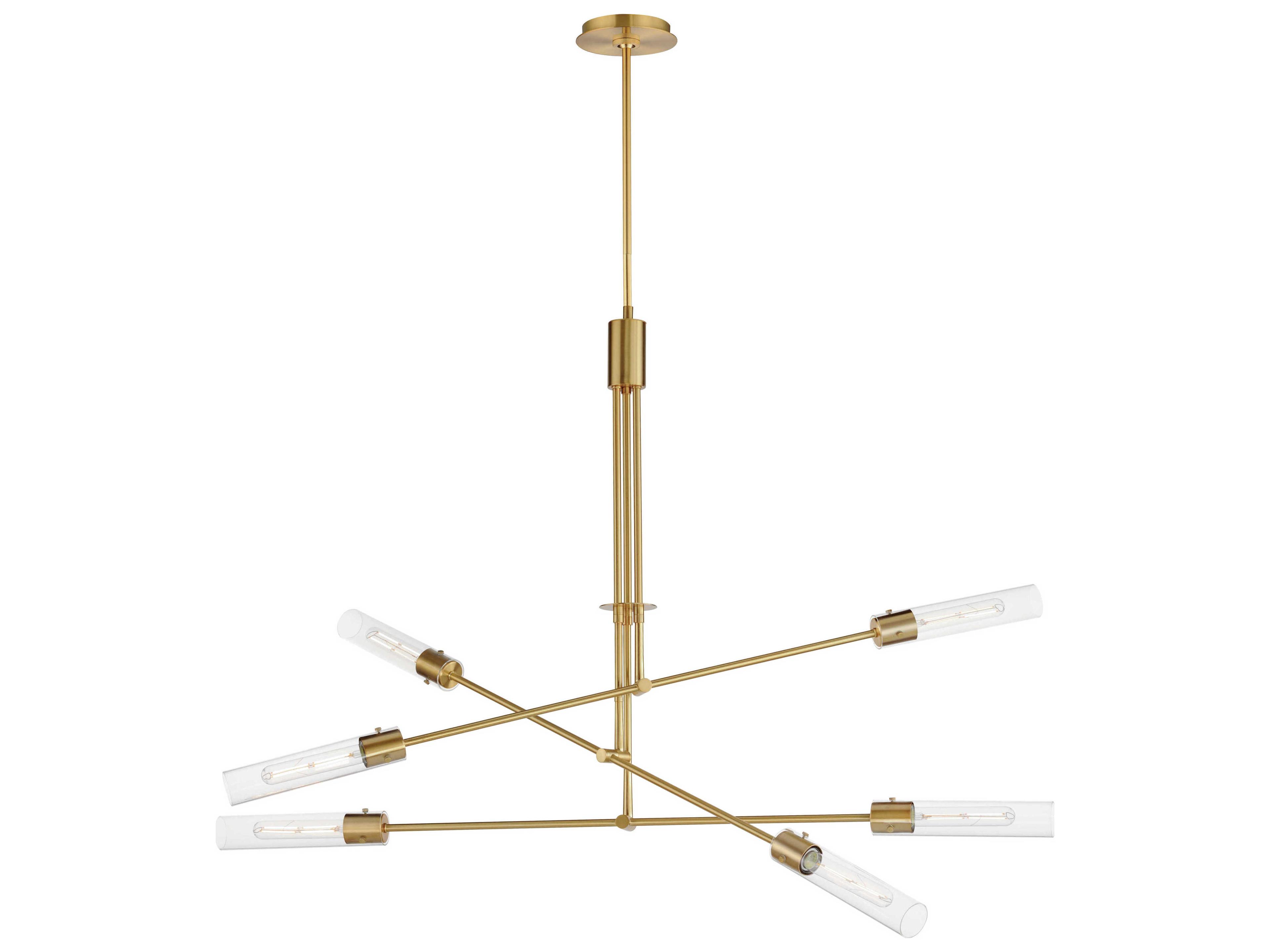Equilibrium 6-Light Natural Aged Brass Glass LED Cylinder Linear Pendant