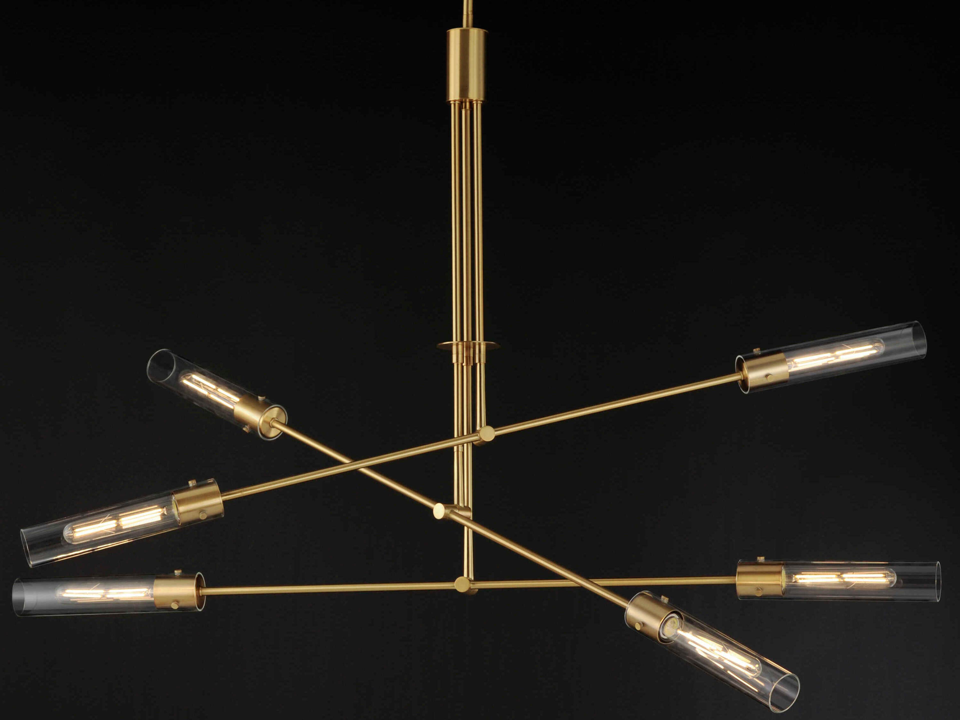 Maxim Lighting Equilibrium 6-Light Natural Aged Brass Glass LED Cylinder Linear Pendant