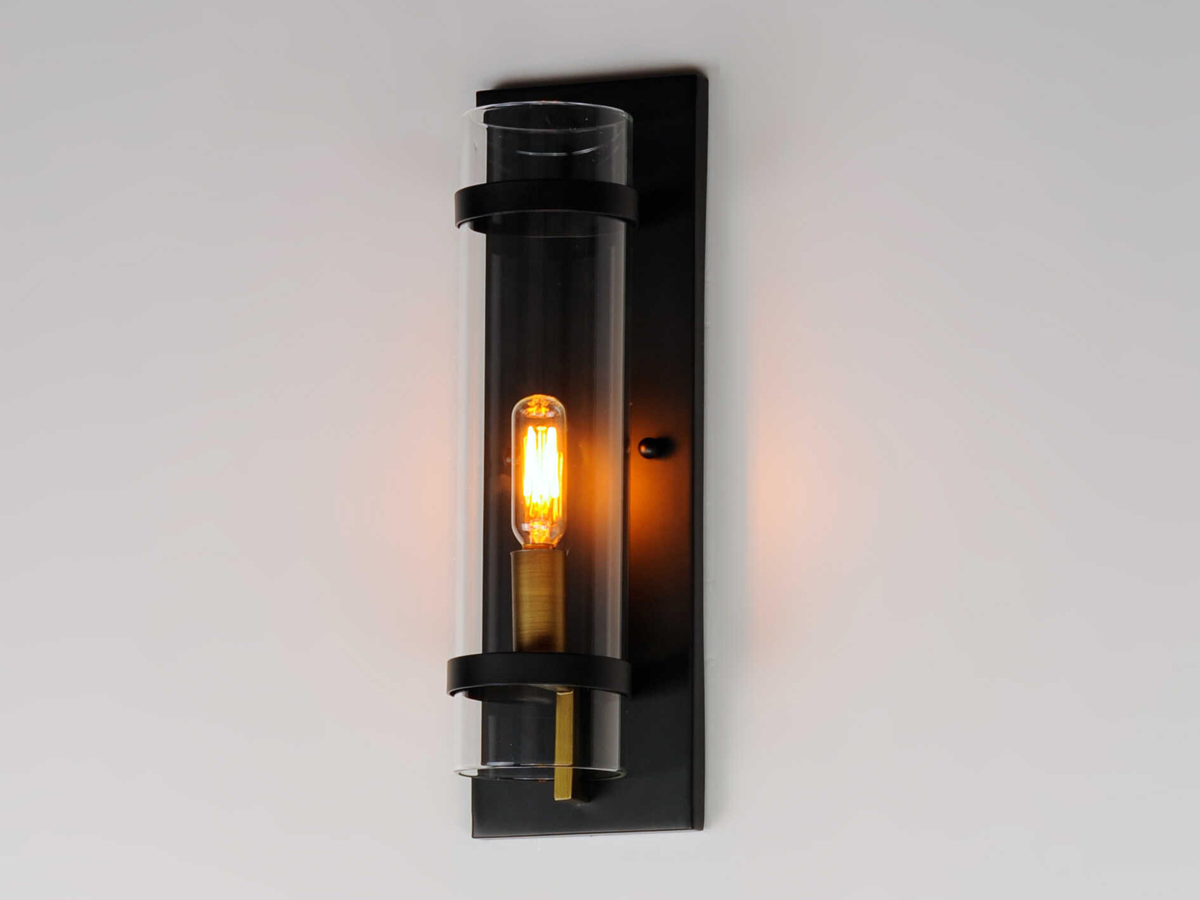 Maxim Lighting Capitol 1-Light Black Antique Brass Glass Wall Sconce