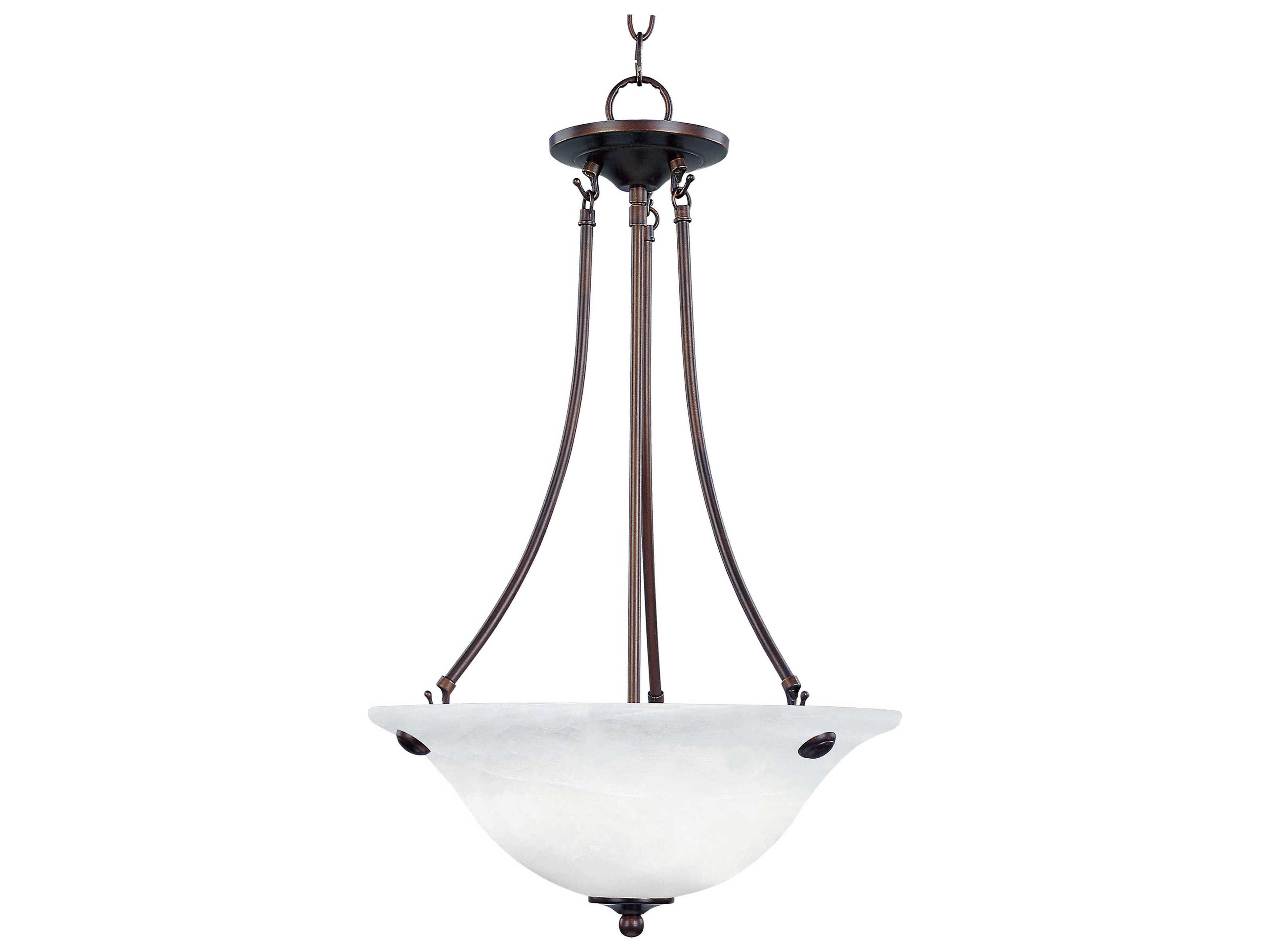 Malaga 3-Light Invert Bowl Pendant Oil Rubbed Bronze with Marble Glass Shade
