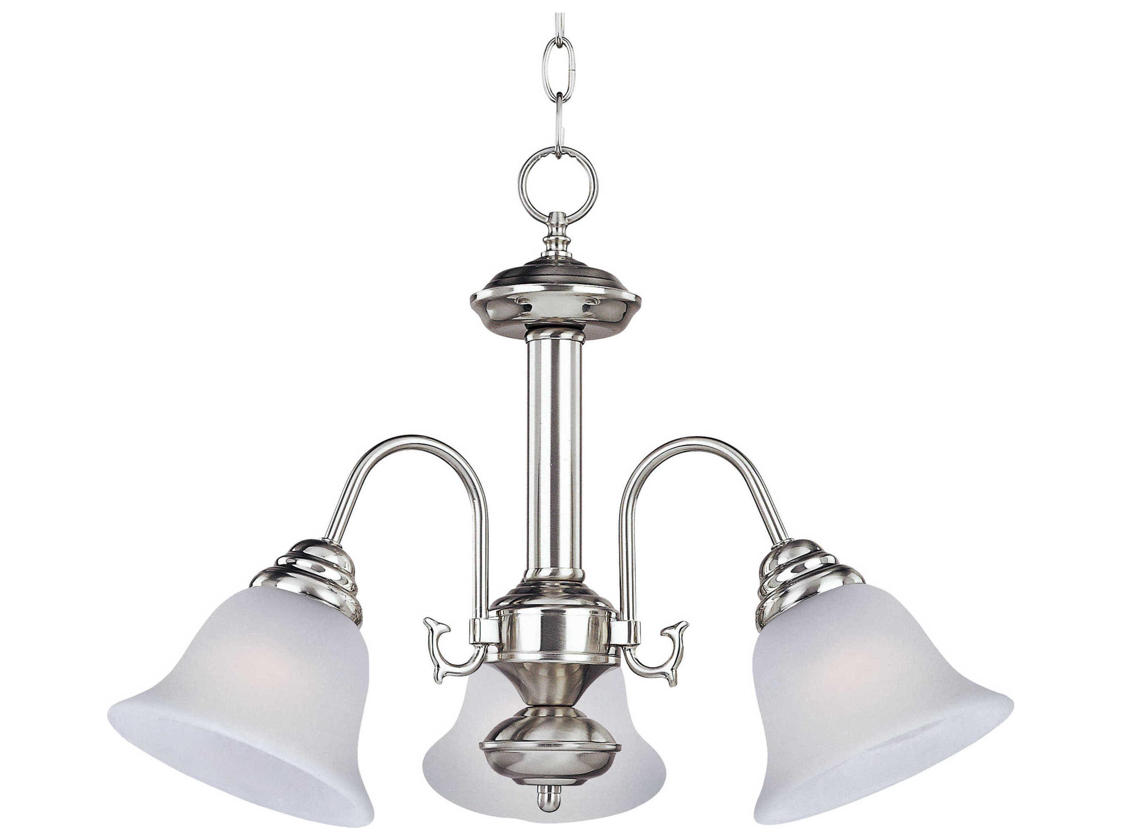 Malaga 3-Light Satin Nickel Glass Bell Chandelier