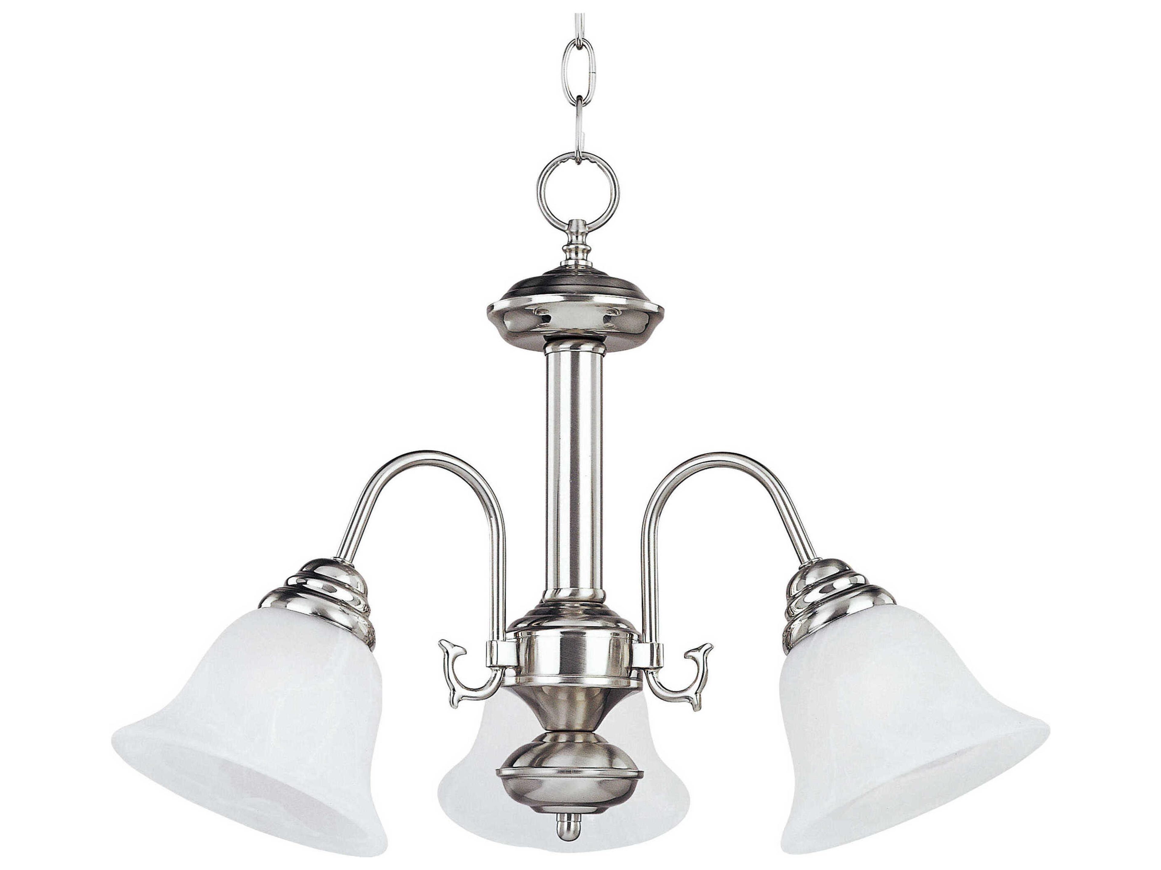 Malaga 3-Light Satin Nickel Glass Bell Chandelier