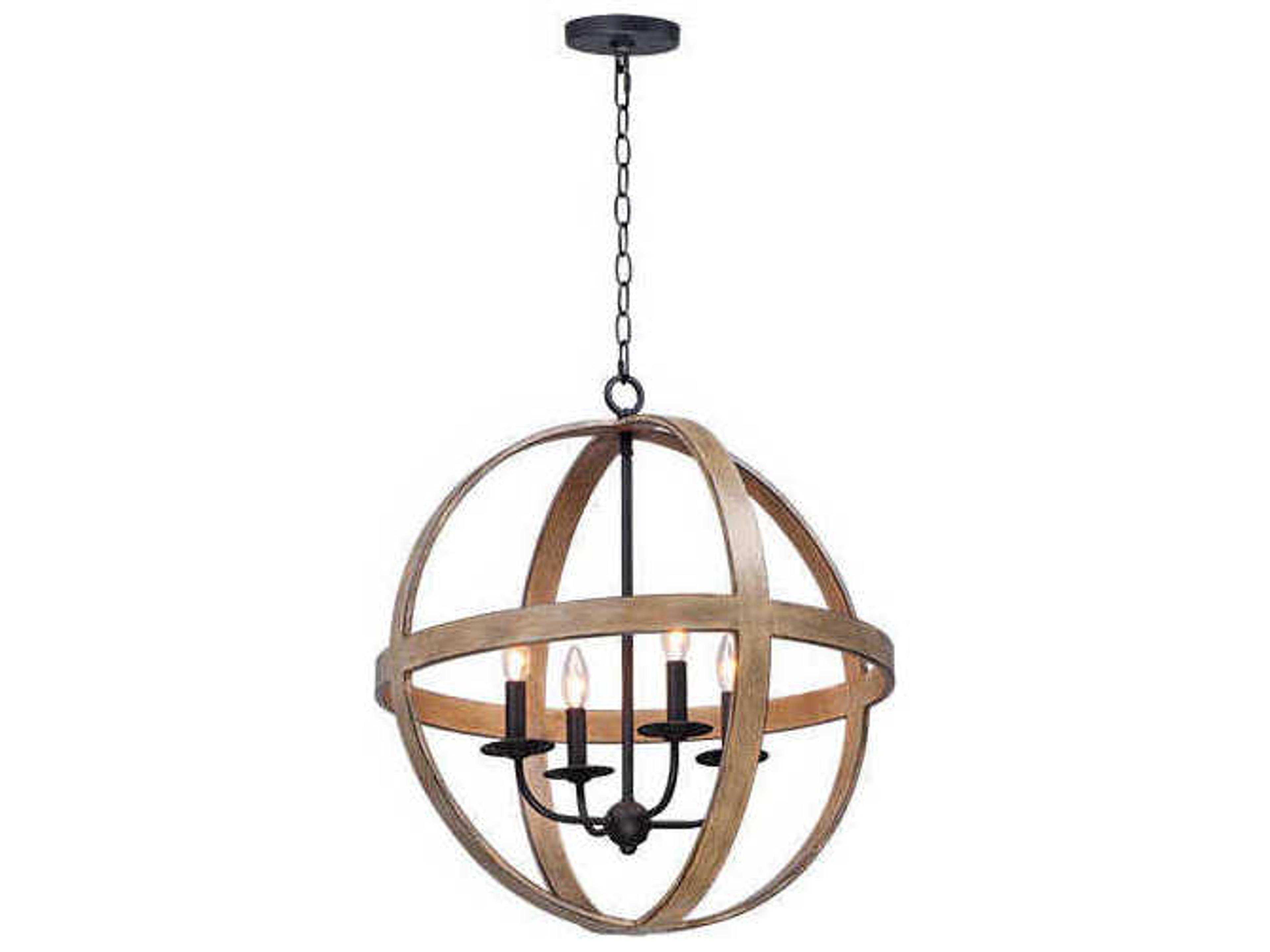 Compass 4-Light Antique Pecan Black Brown Pendant