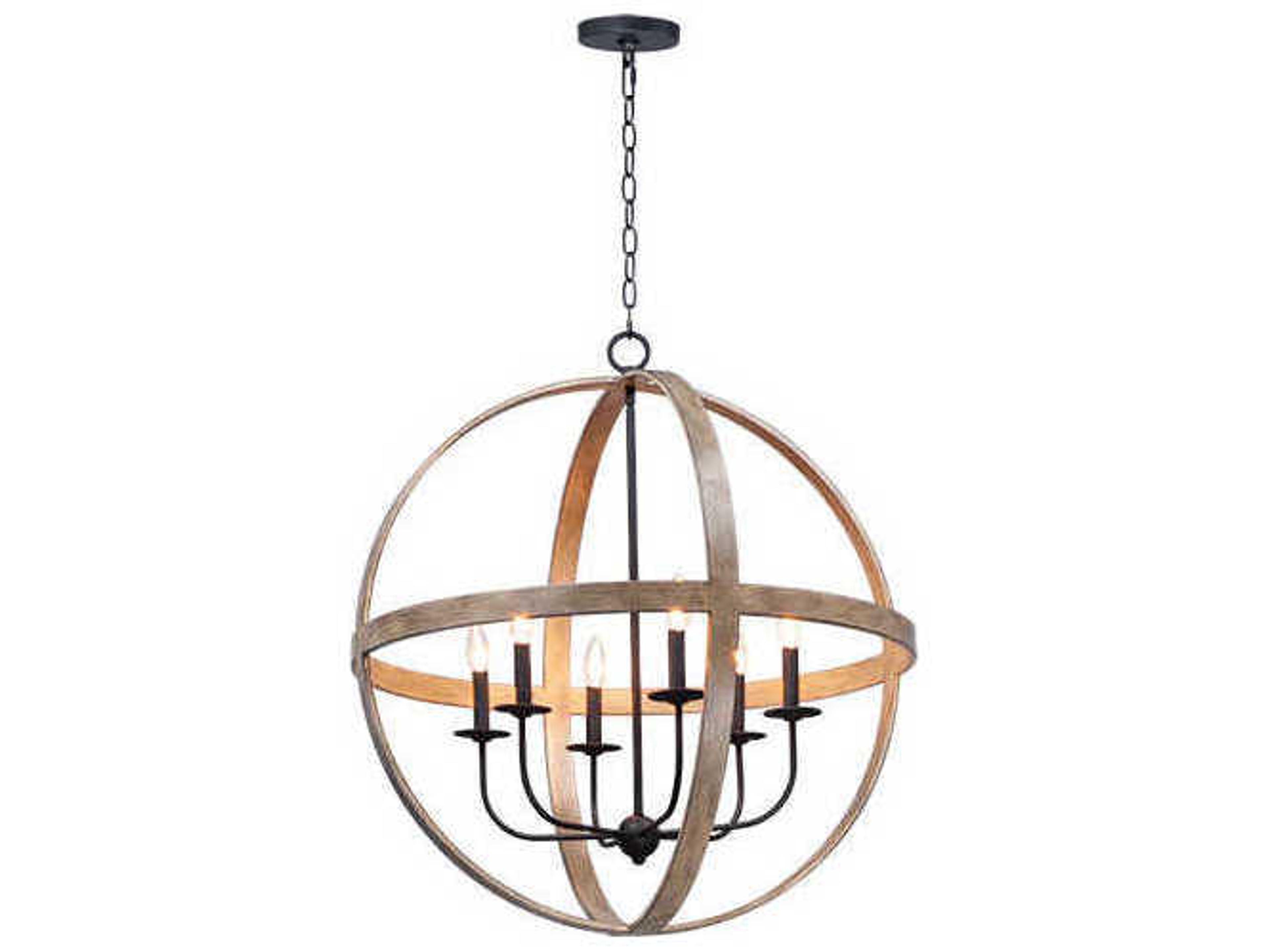 Compass 6-Light Antique Pecan Black Brown Pendant