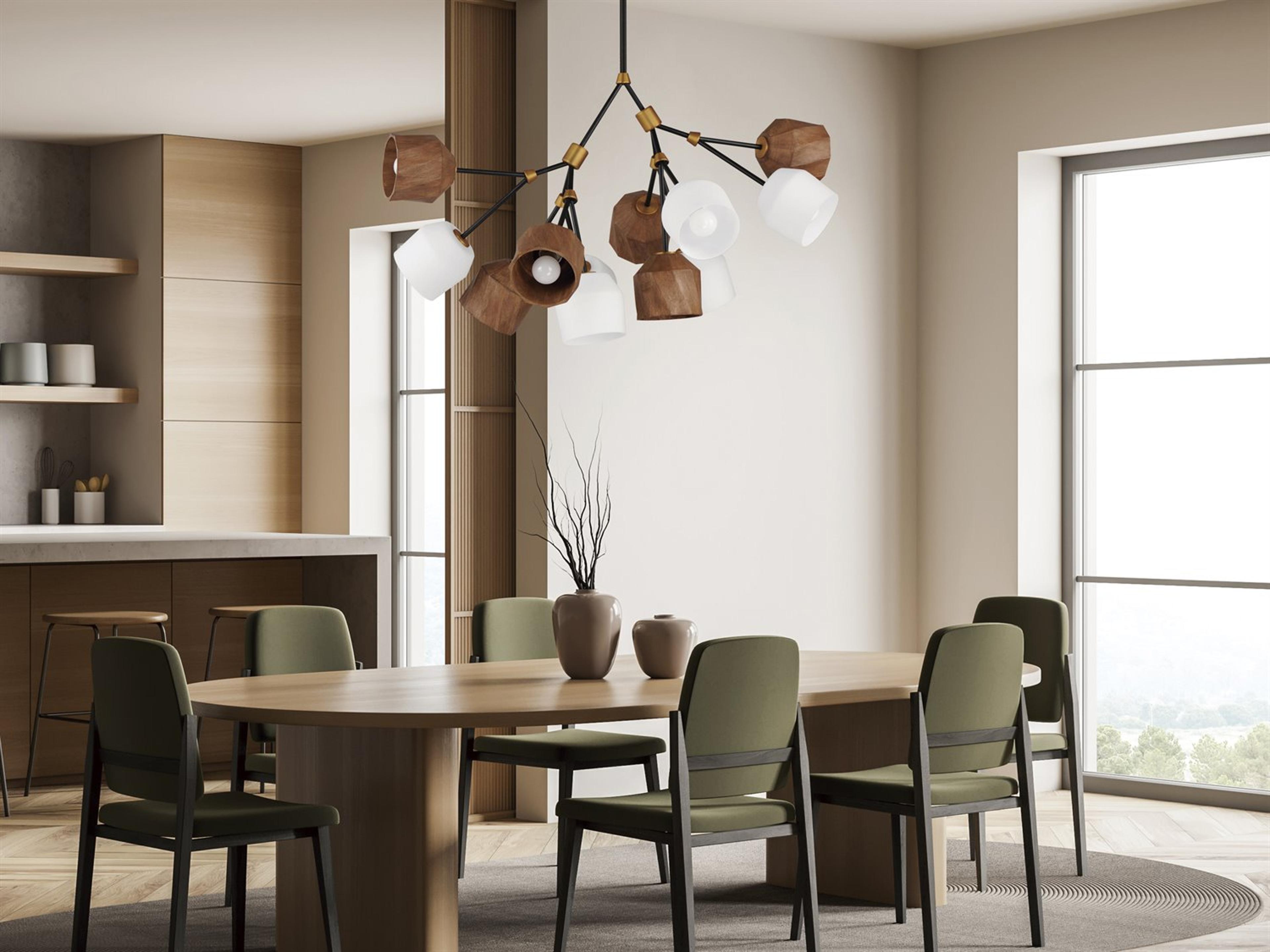 Maxim Lighting Akimbo 12-Light Dark Bronze Antique Brass Black Glass LED Bell Chandelier