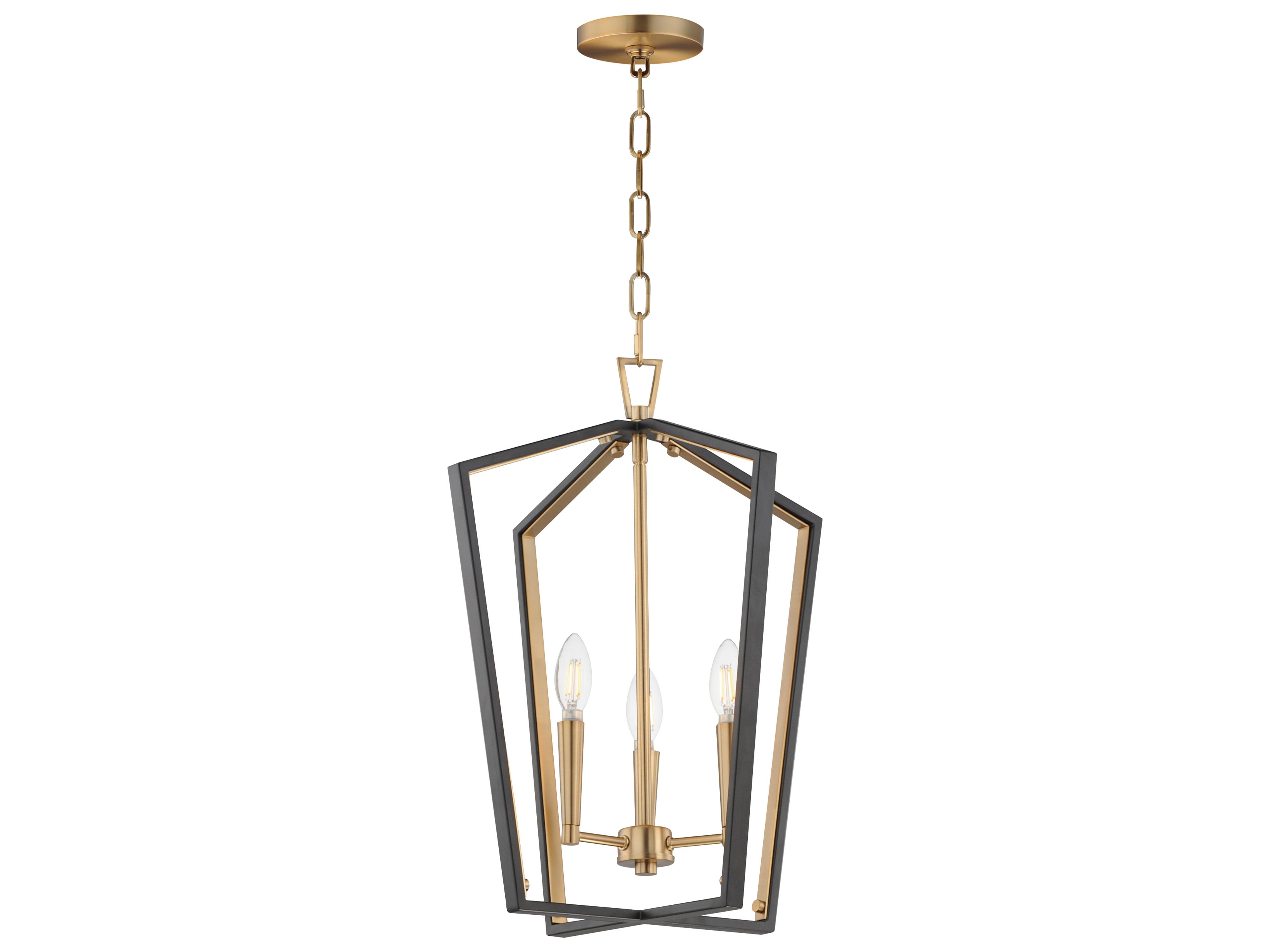 Melrose 3- Light Black Natural Aged Brass Lantern Pendant